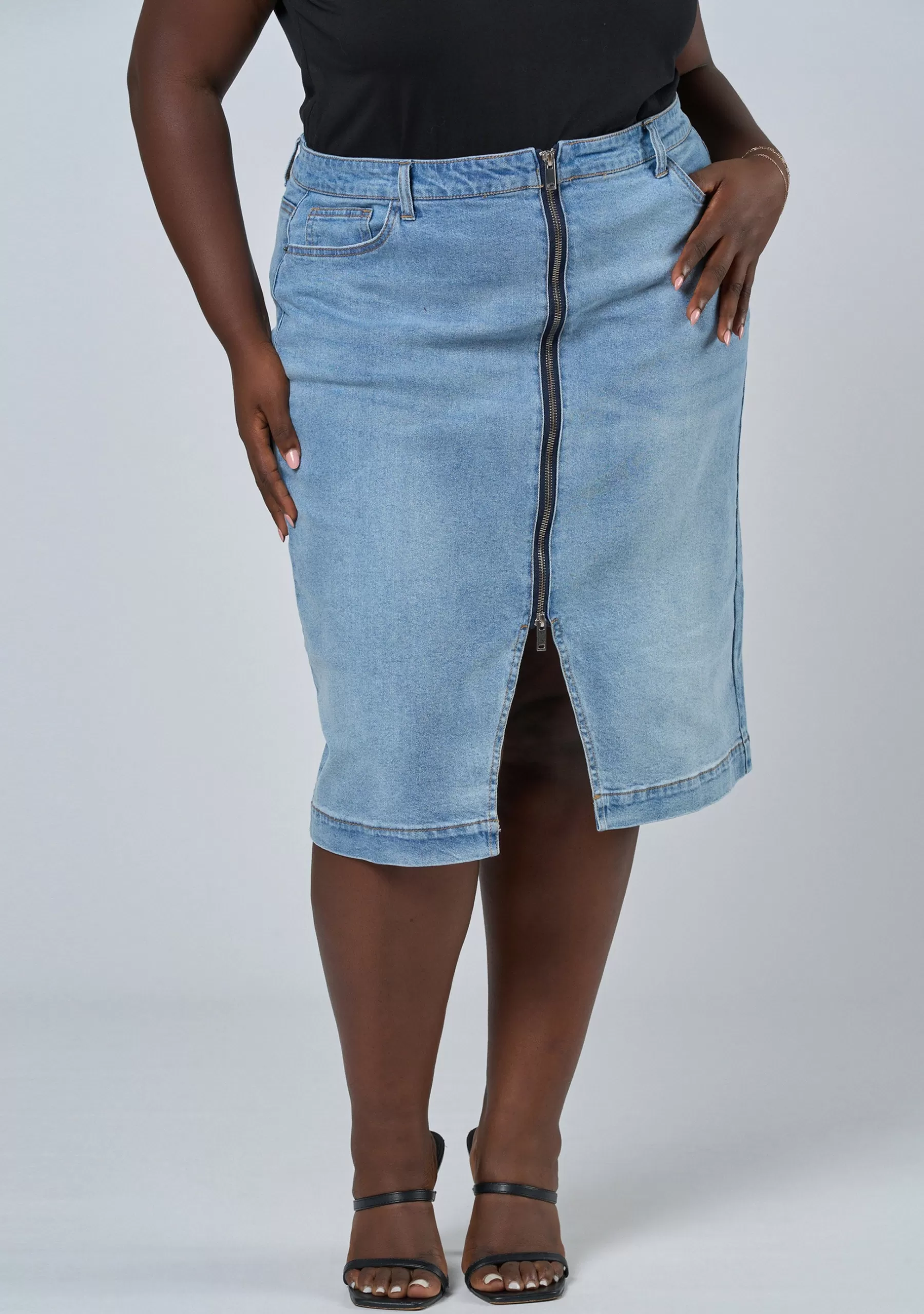 Curve Project Denim | Midi Skirts>Alana Denim Skirt