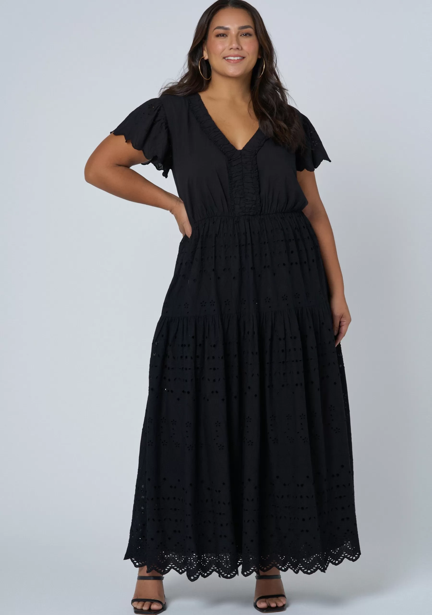 Curve Project Black Dresses | Maxi Dresses>Allegra Broderie Maxi Dress