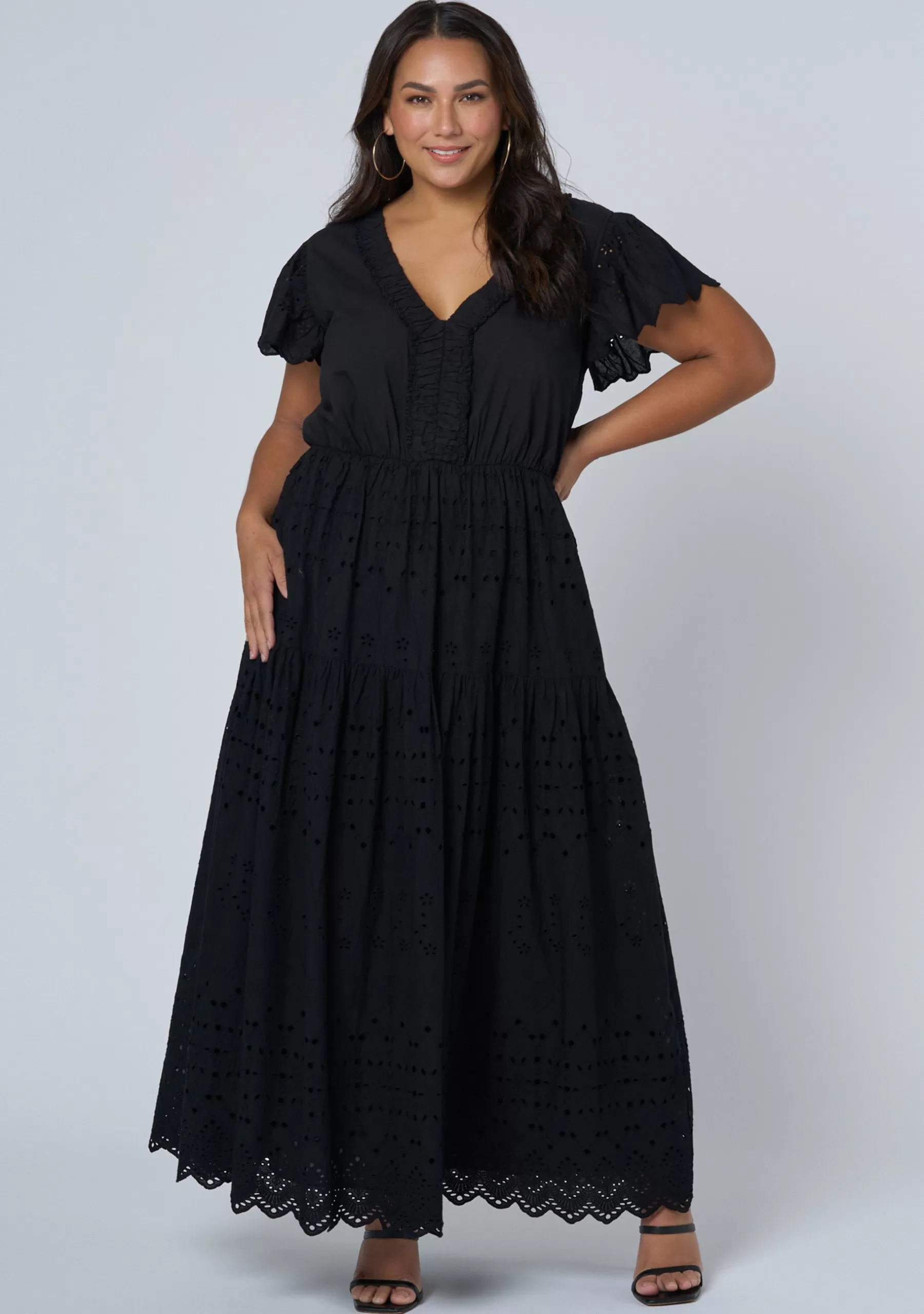 Curve Project Black Dresses | Maxi Dresses>Allegra Broderie Maxi Dress