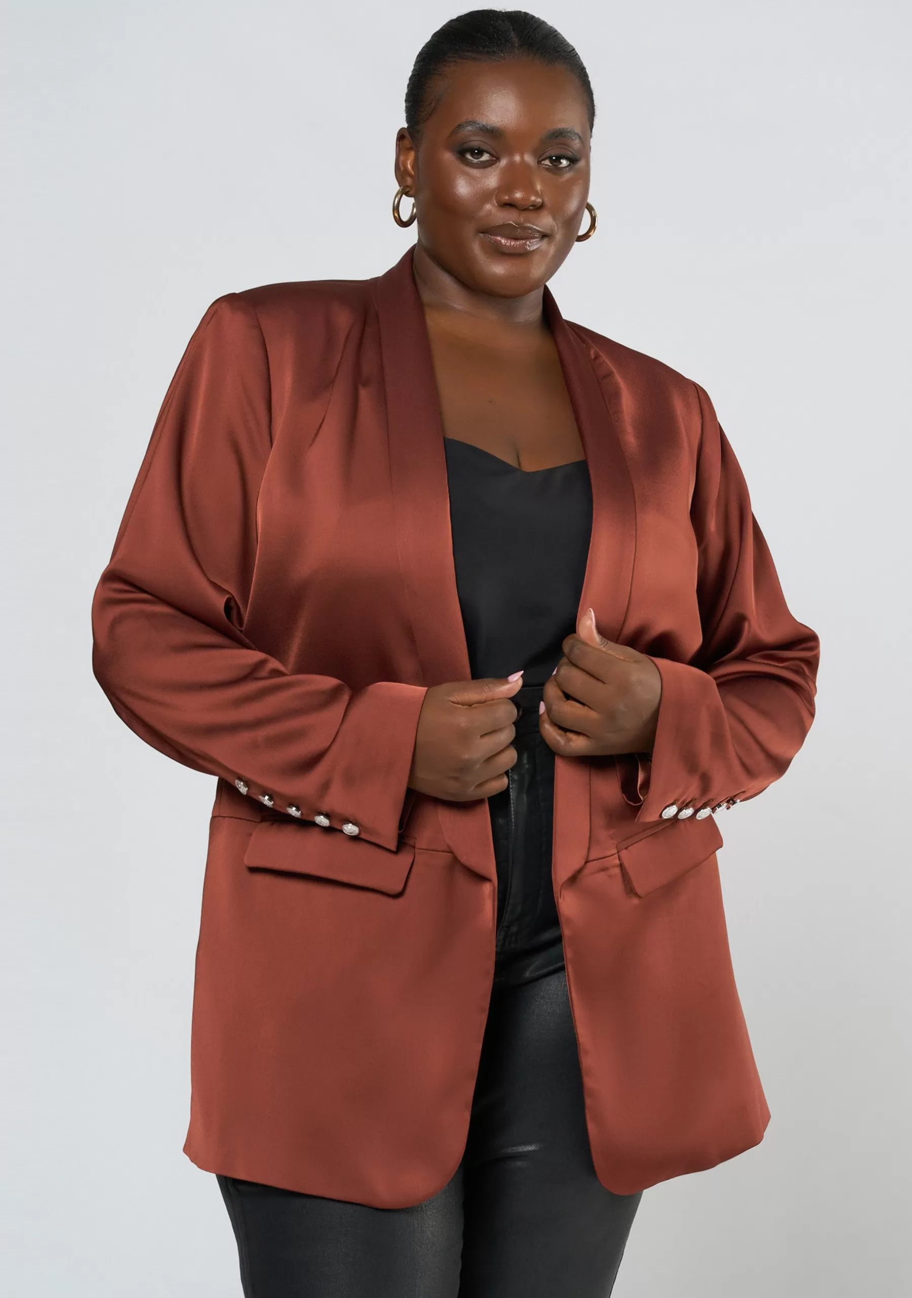 Curve Project Blazers | Jackets & Coats>Alyssa Satin Blazer