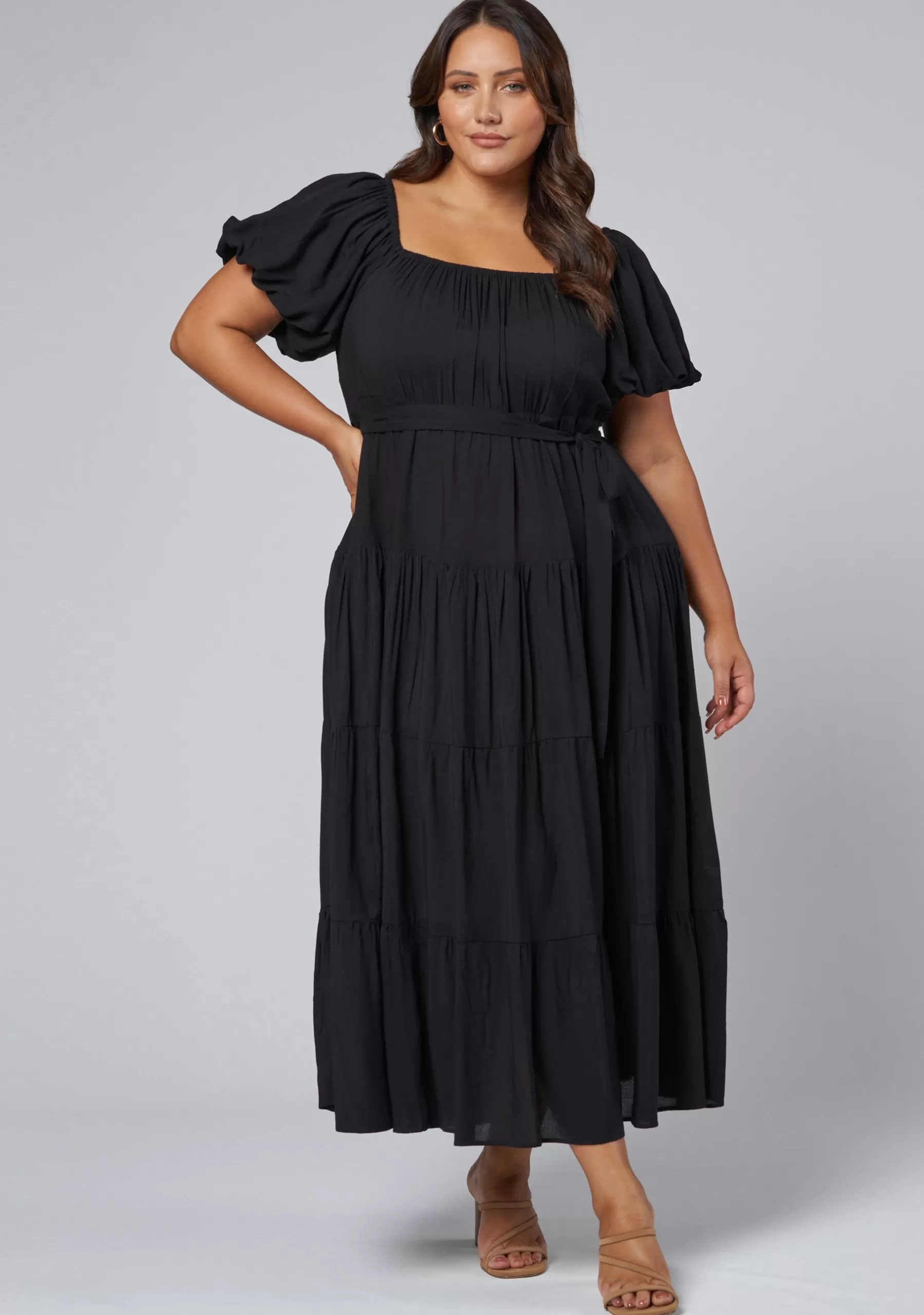 Curve Project Black Dresses | Maxi Dresses>Amelia Tiered Midi Dress