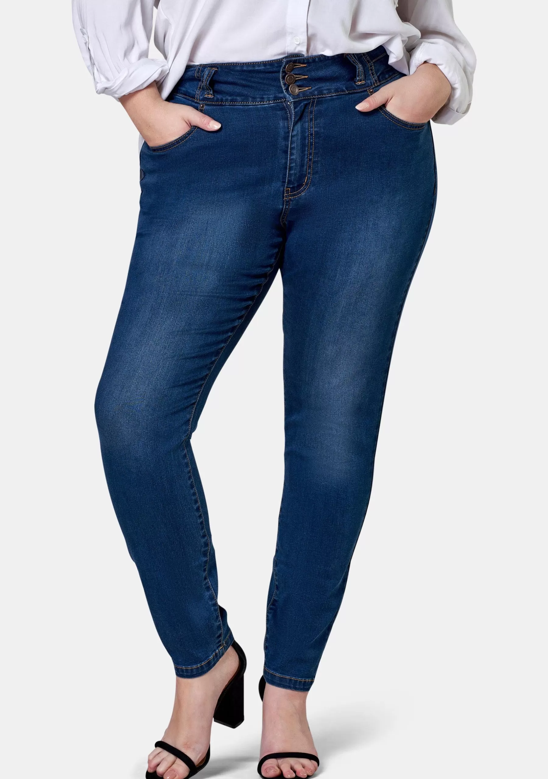 Curve Project Denim | Jeans>Angie 3 Button Skinny Waist Trimmer Jean