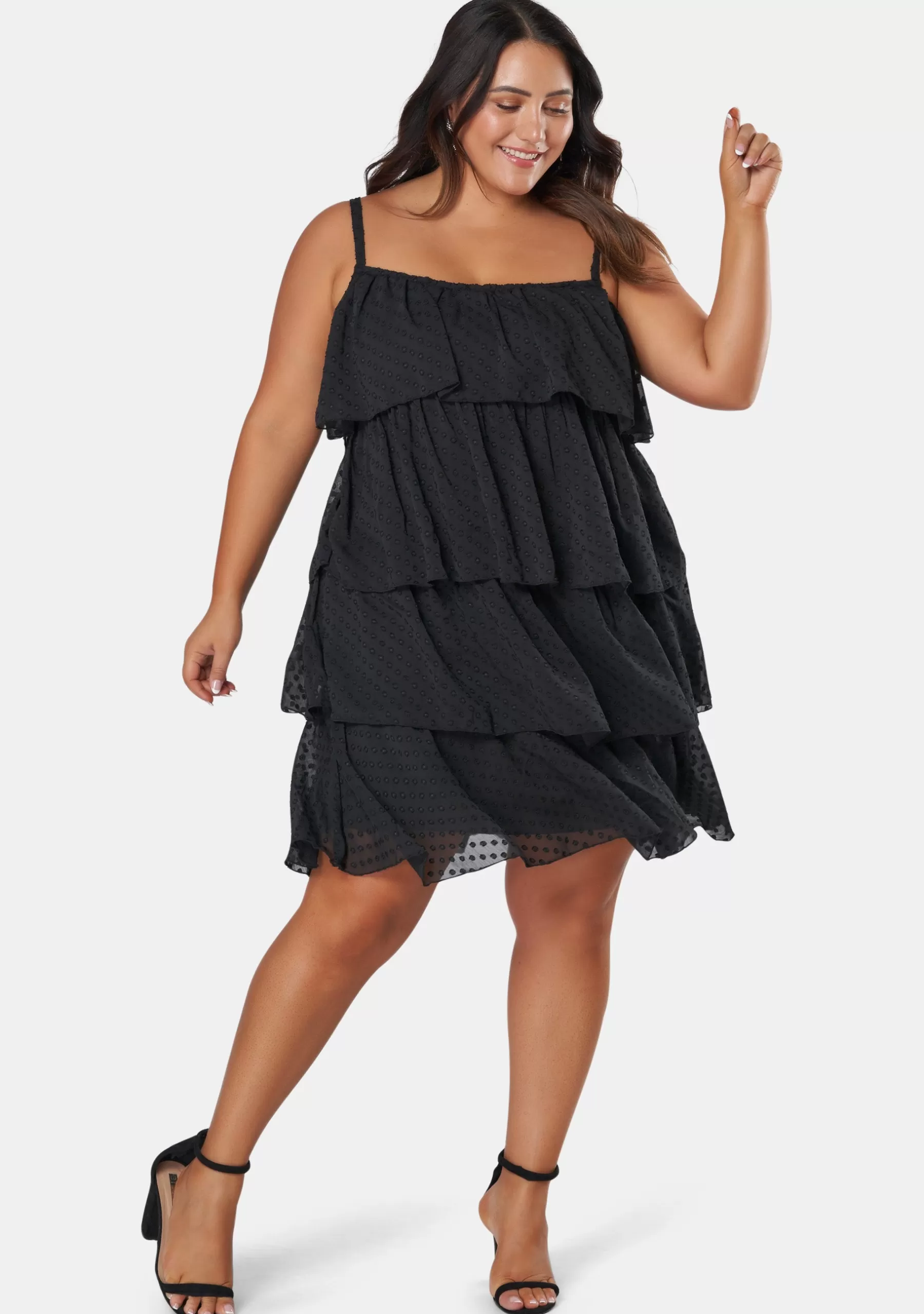 Curve Project Mini Dresses>Body Party Tiered Strappy Dress