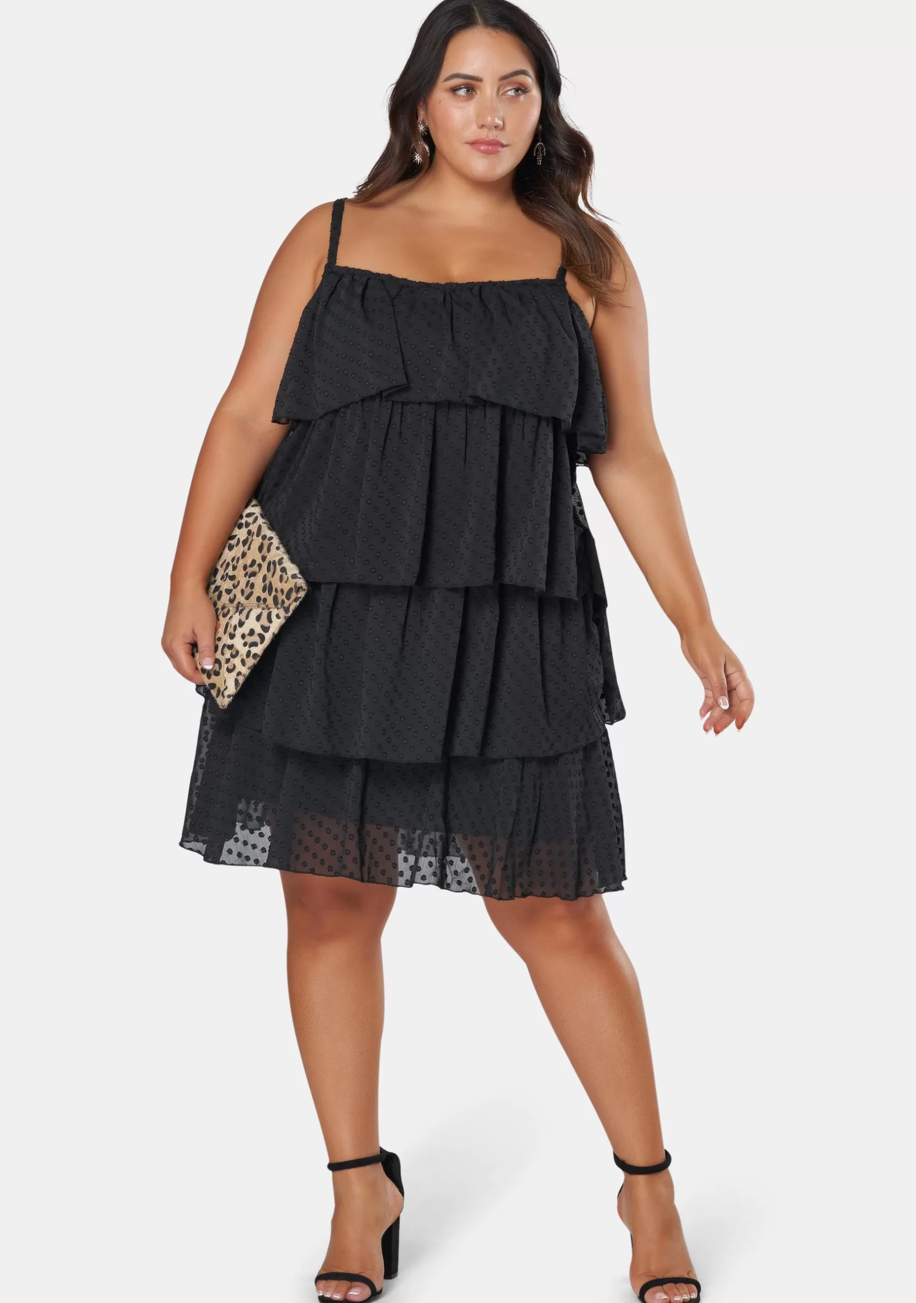 Curve Project Mini Dresses>Body Party Tiered Strappy Dress