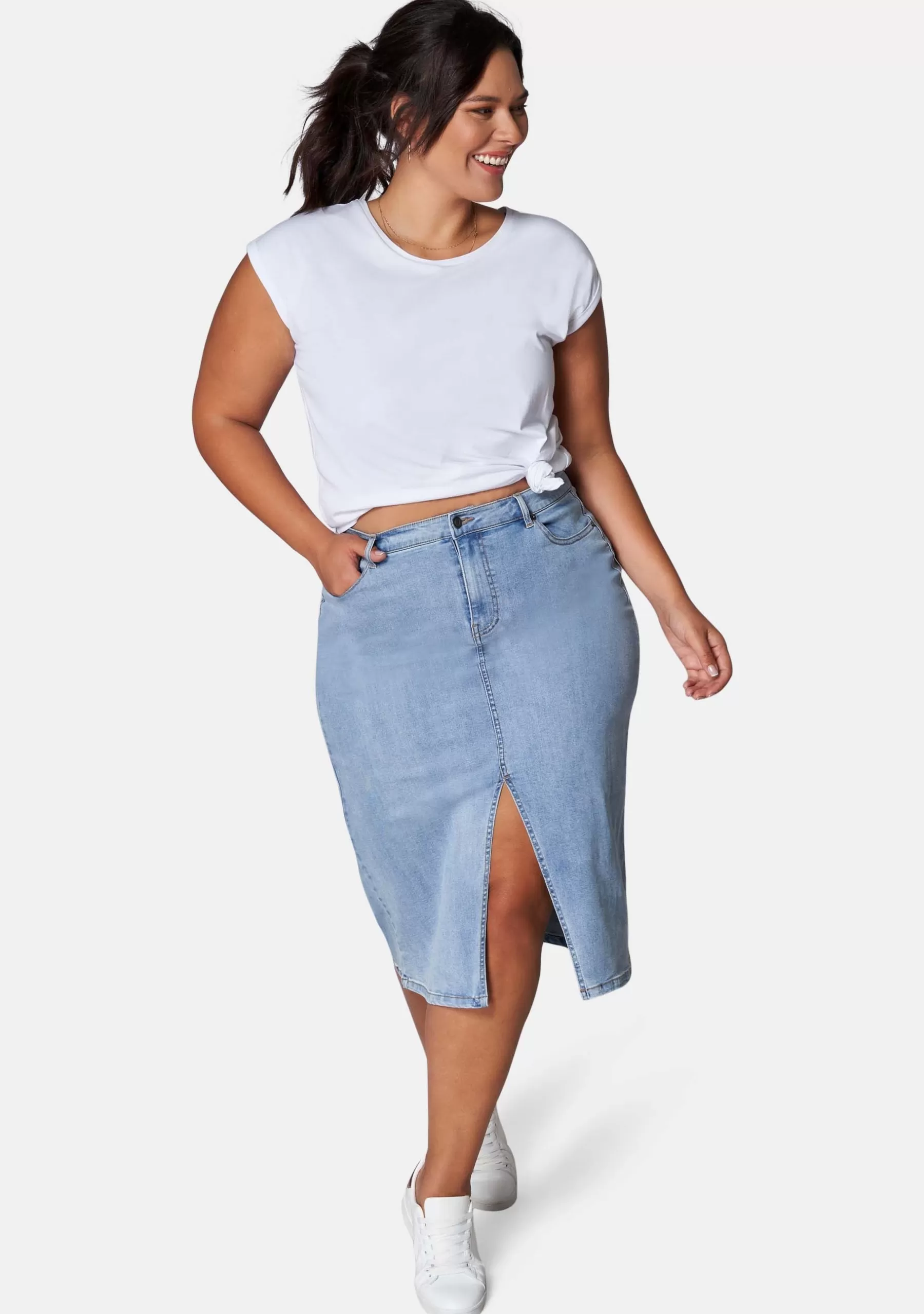 Curve Project Denim | Midi Skirts>Cari Denim Skirt