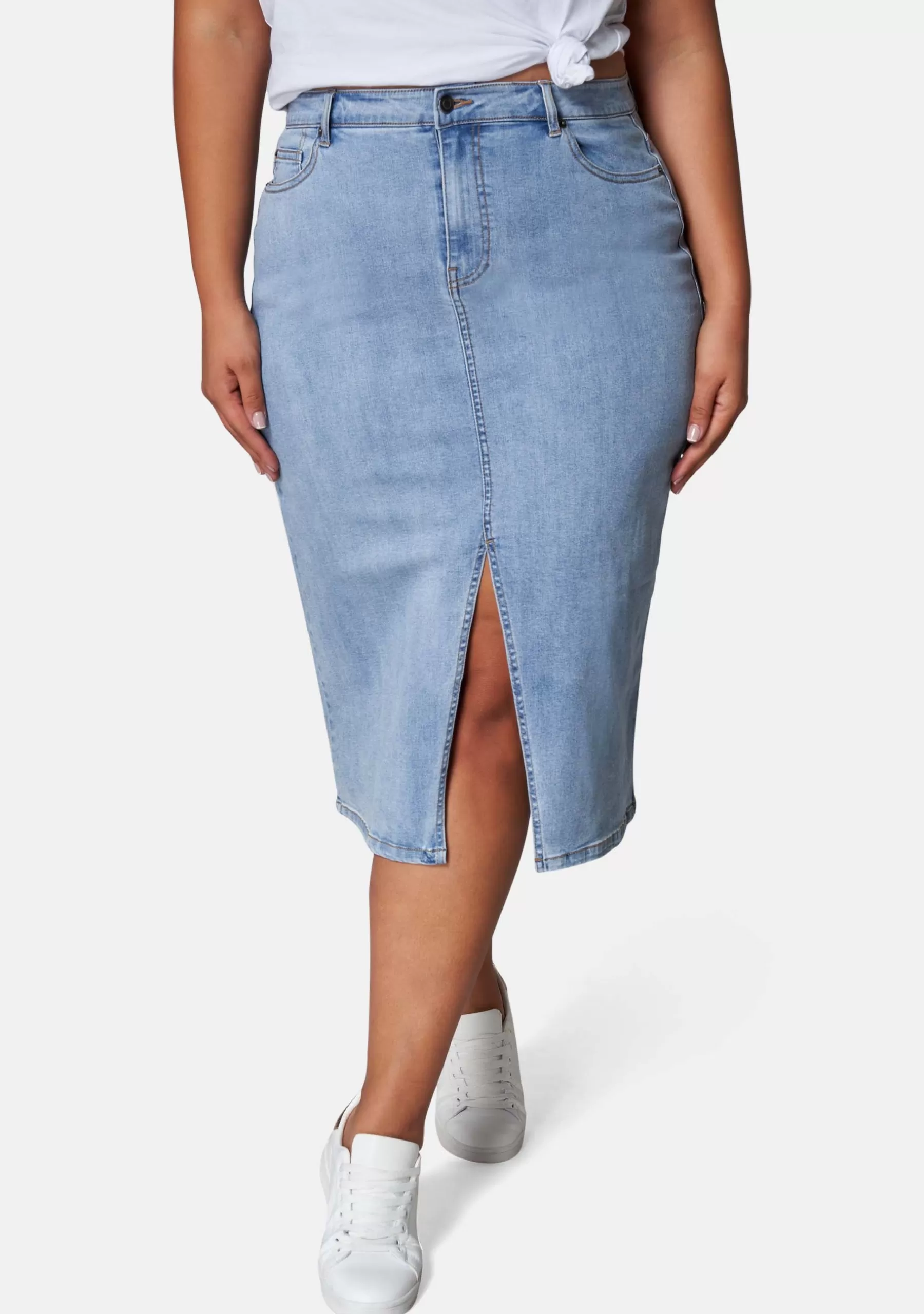 Curve Project Denim | Midi Skirts>Cari Denim Skirt