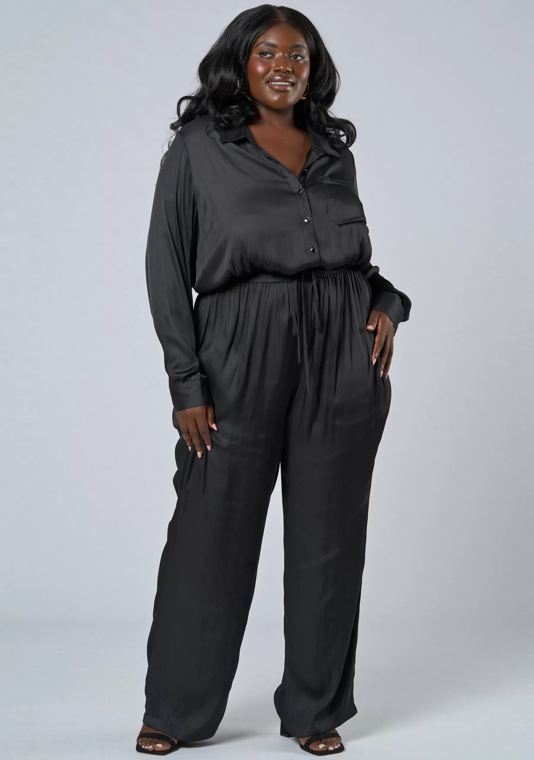 Curve Project Jumpsuits>Cut It Out Satin Jumpsuit