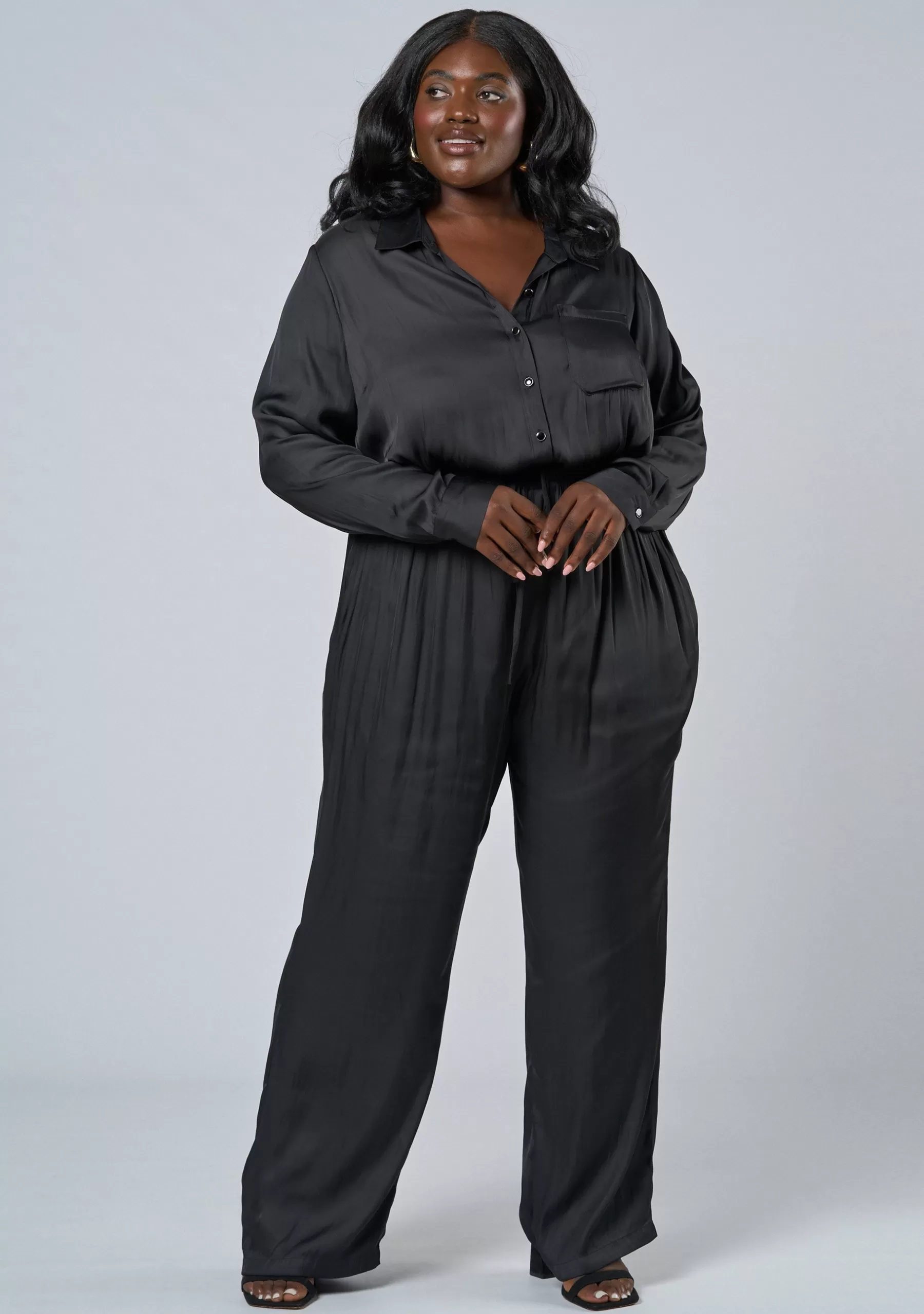 Curve Project Jumpsuits>Cut It Out Satin Jumpsuit