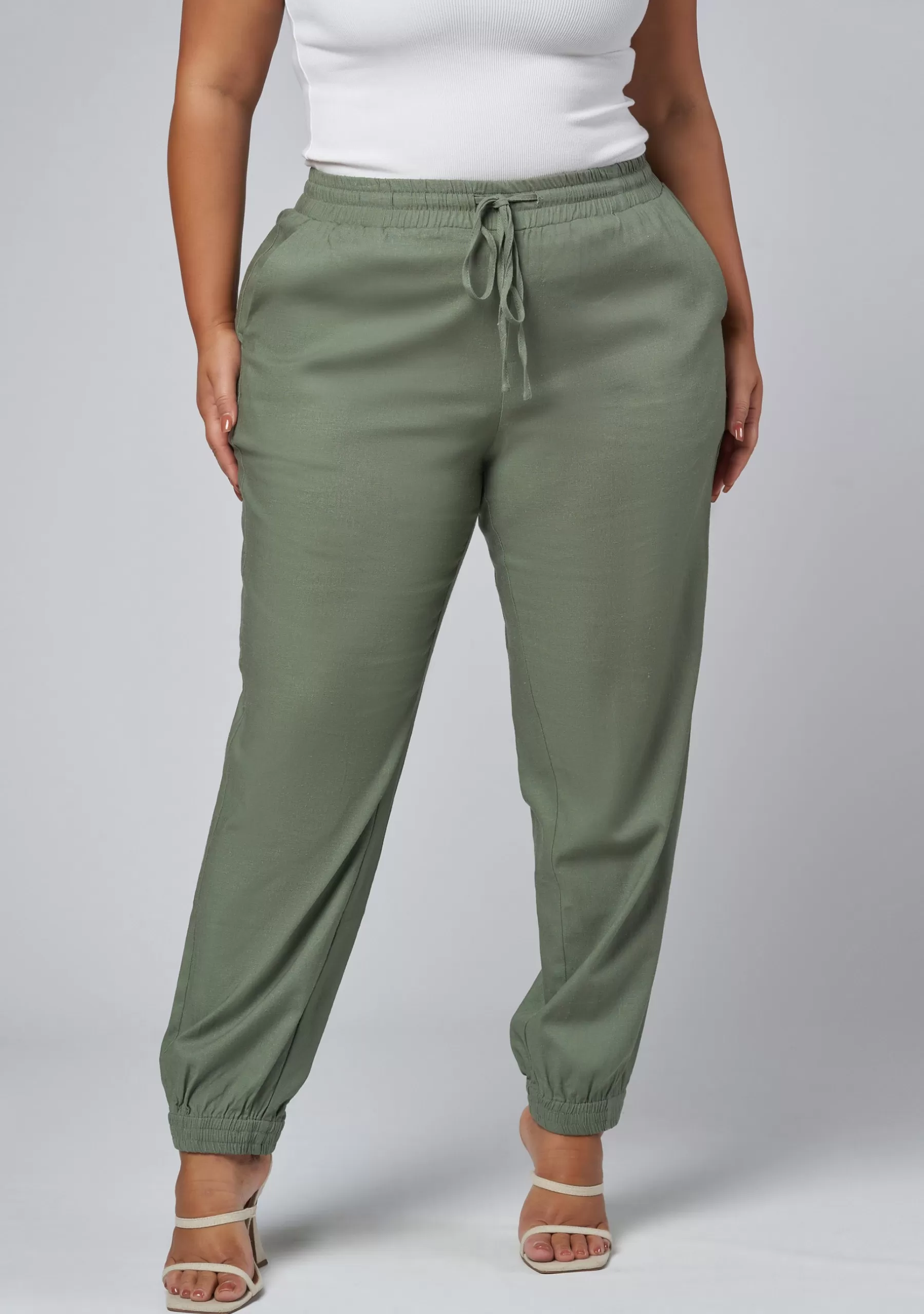 Curve Project Pants>Dani Linen Jogger Pant