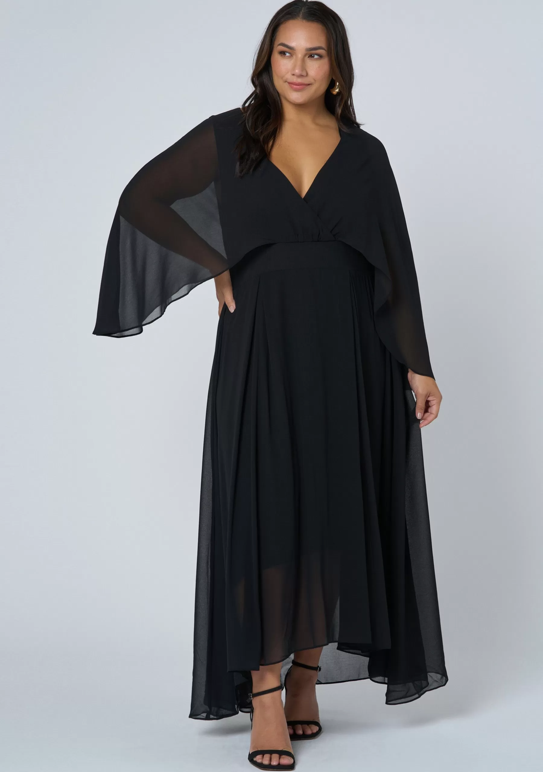 Curve Project Black Dresses | Maxi Dresses>Electric Chemistry Cape Maxi Dress