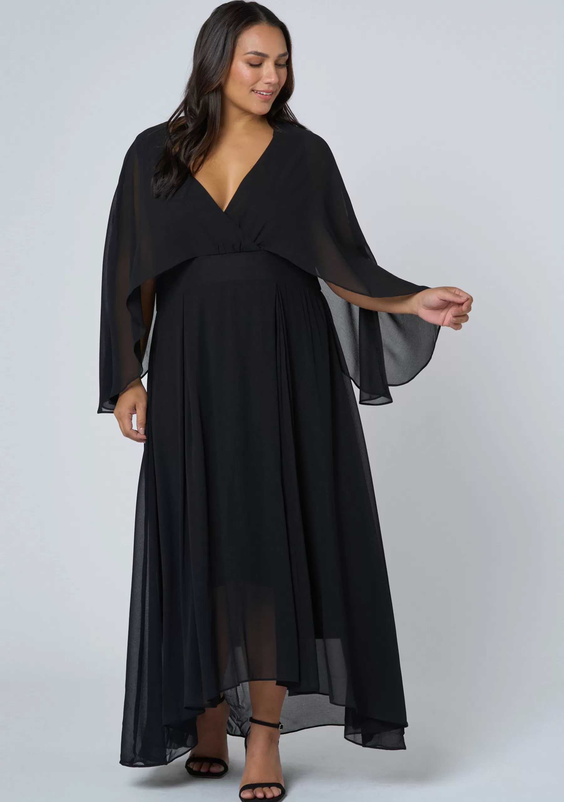 Curve Project Black Dresses | Maxi Dresses>Electric Chemistry Cape Maxi Dress