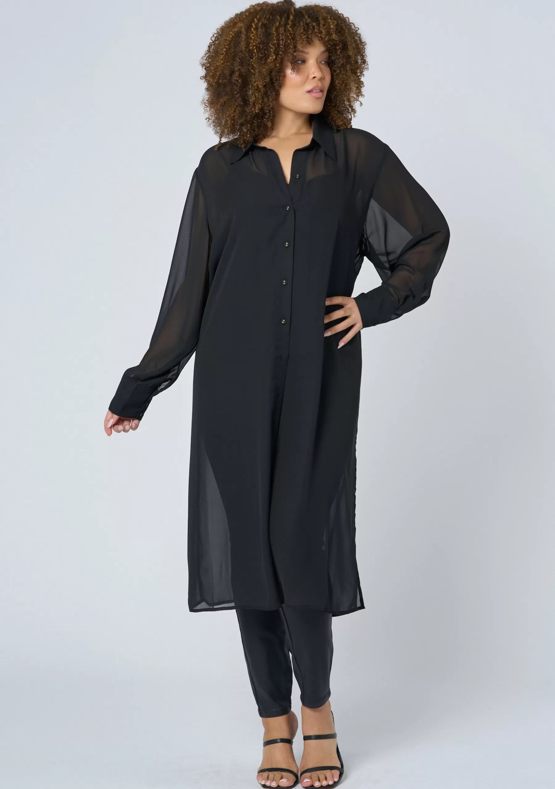 Curve Project Black Dresses | Maxi Dresses>Electric Voltage Maxi Shirt Dress