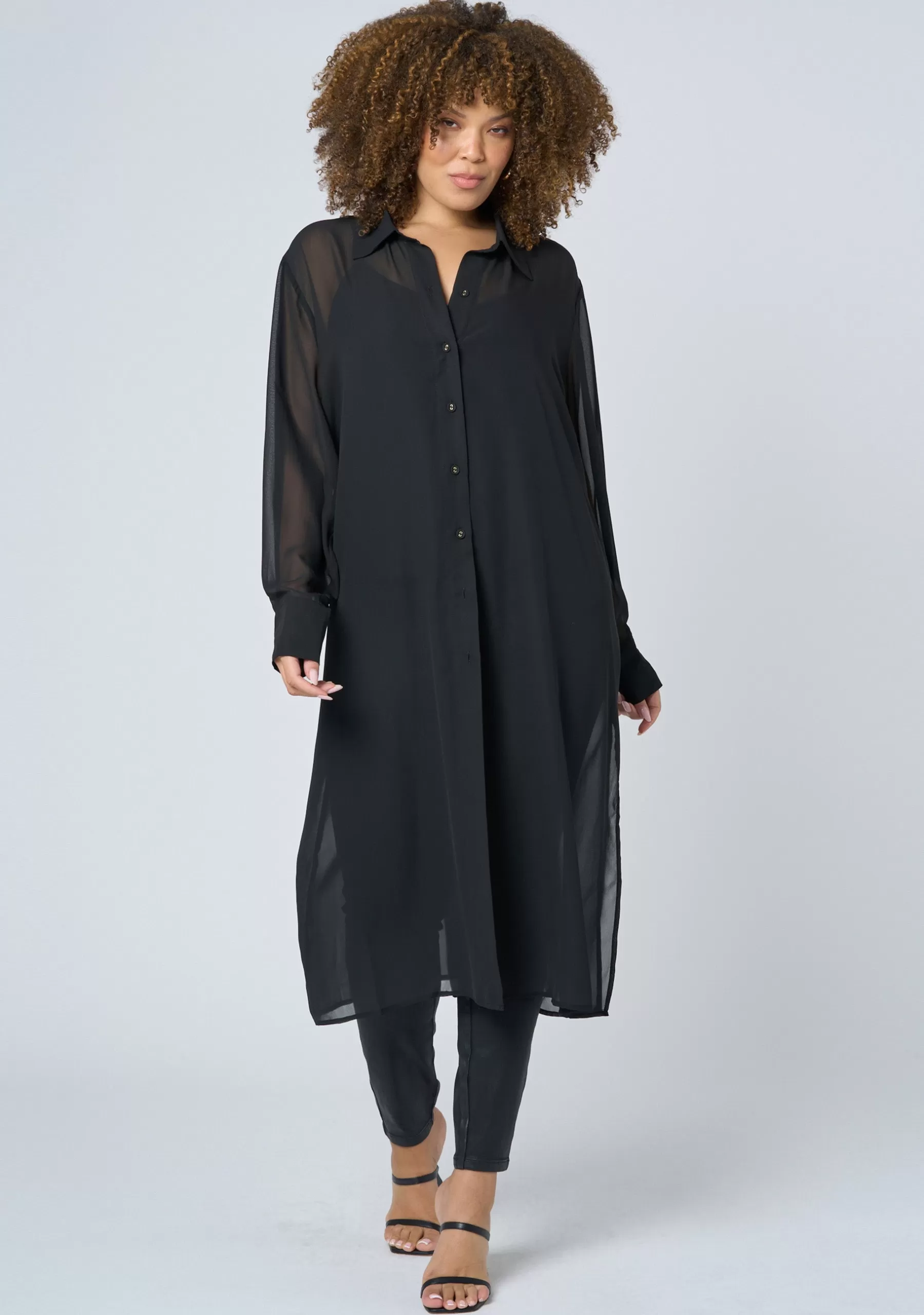 Curve Project Black Dresses | Maxi Dresses>Electric Voltage Maxi Shirt Dress