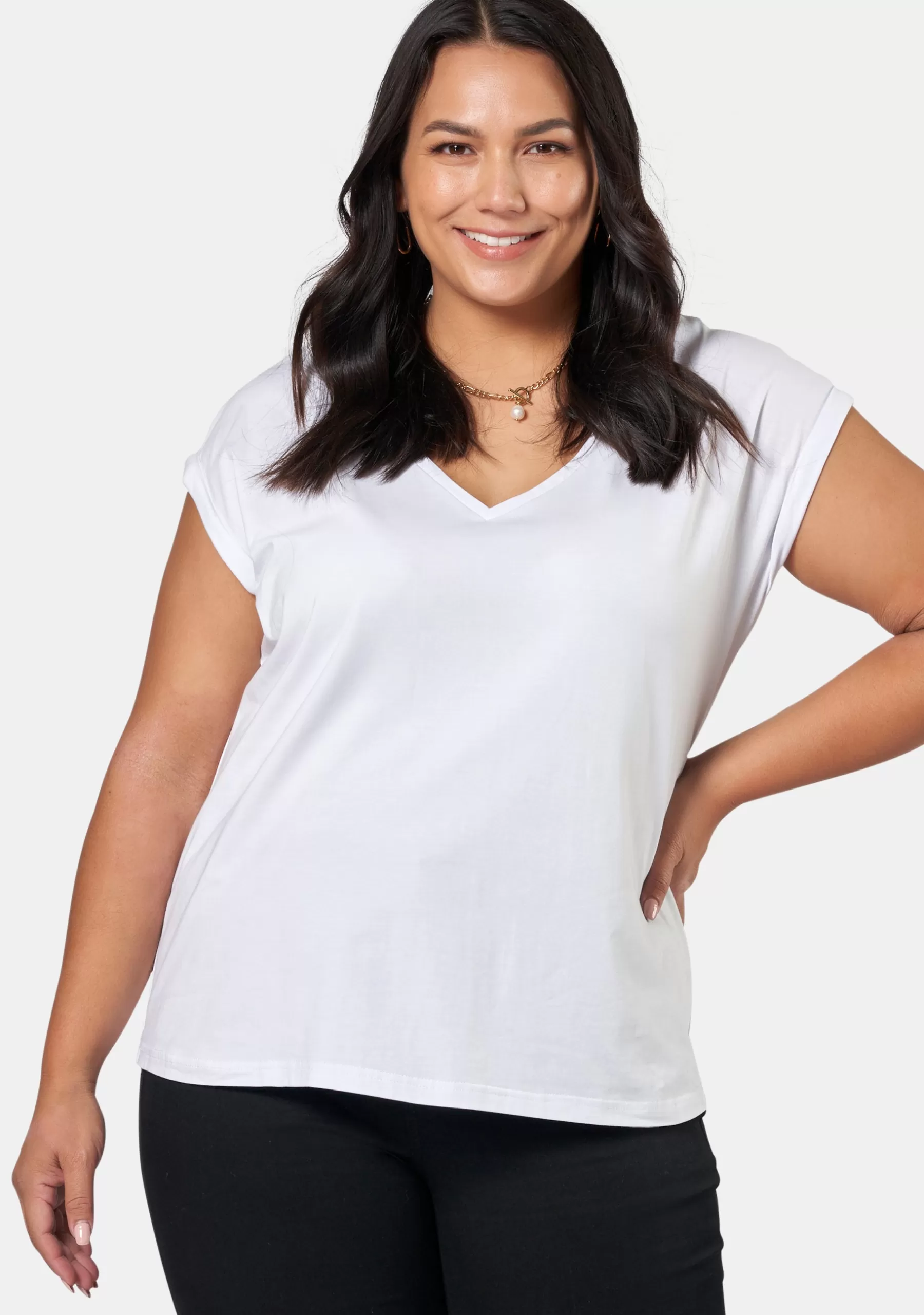 Curve Project T-Shirts>Emma V Neck Tee