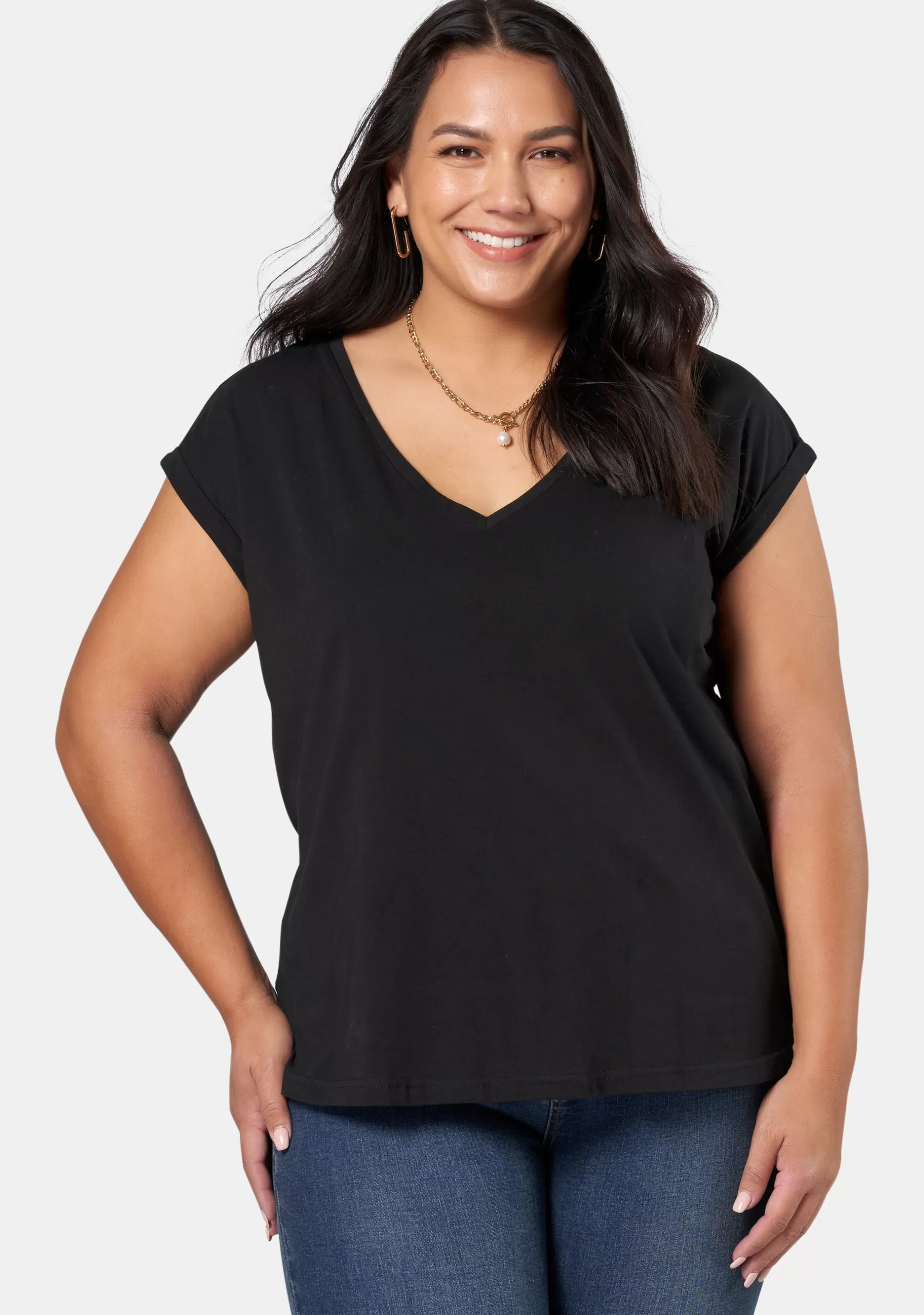 Curve Project T-Shirts>Emma V Neck Tee