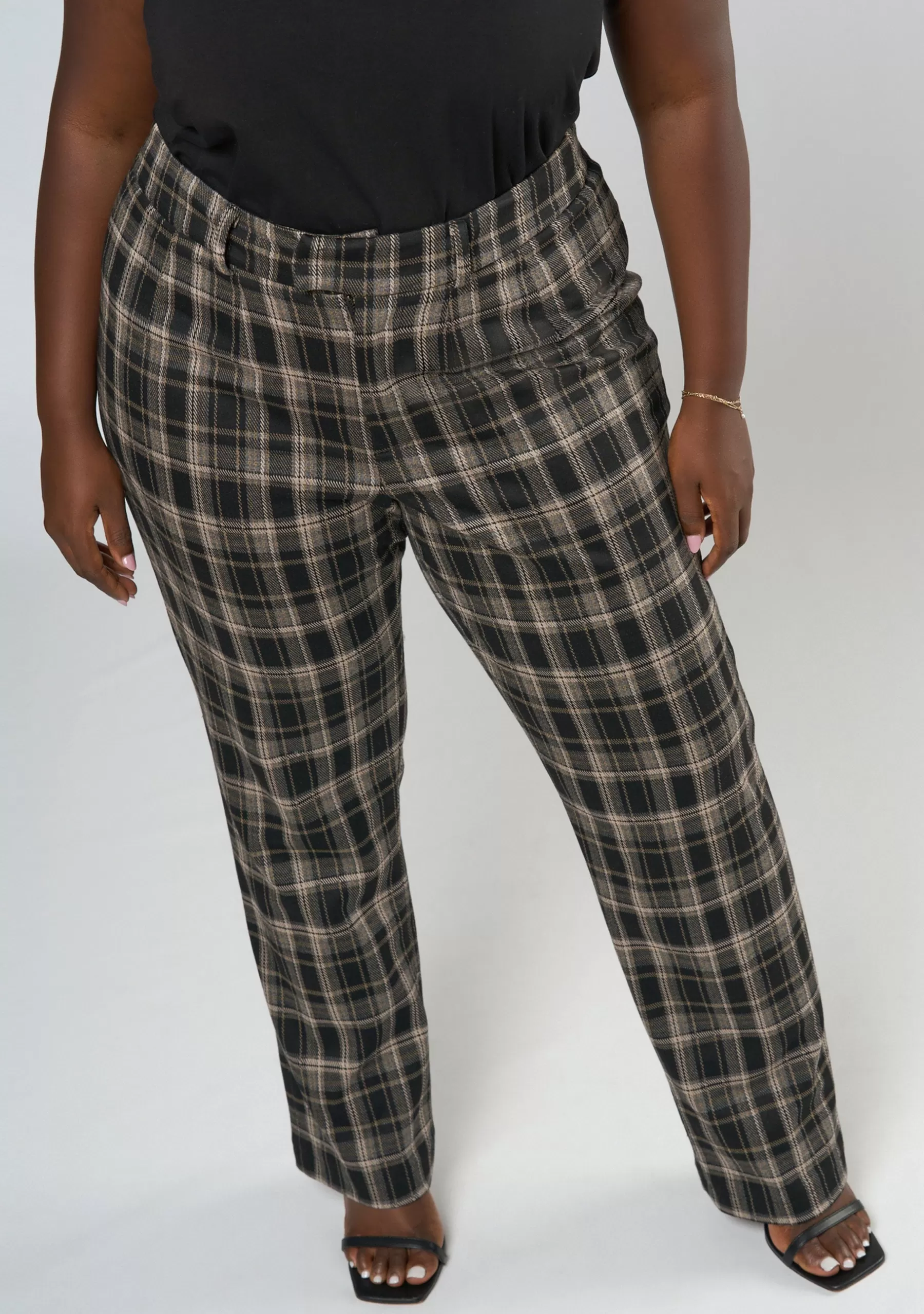 Curve Project Pants>Estelle Check Ponte Pant