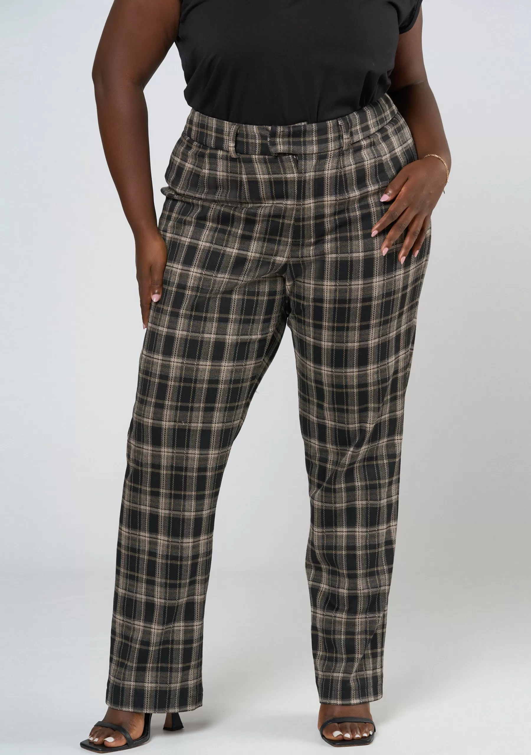 Curve Project Pants>Estelle Check Ponte Pant