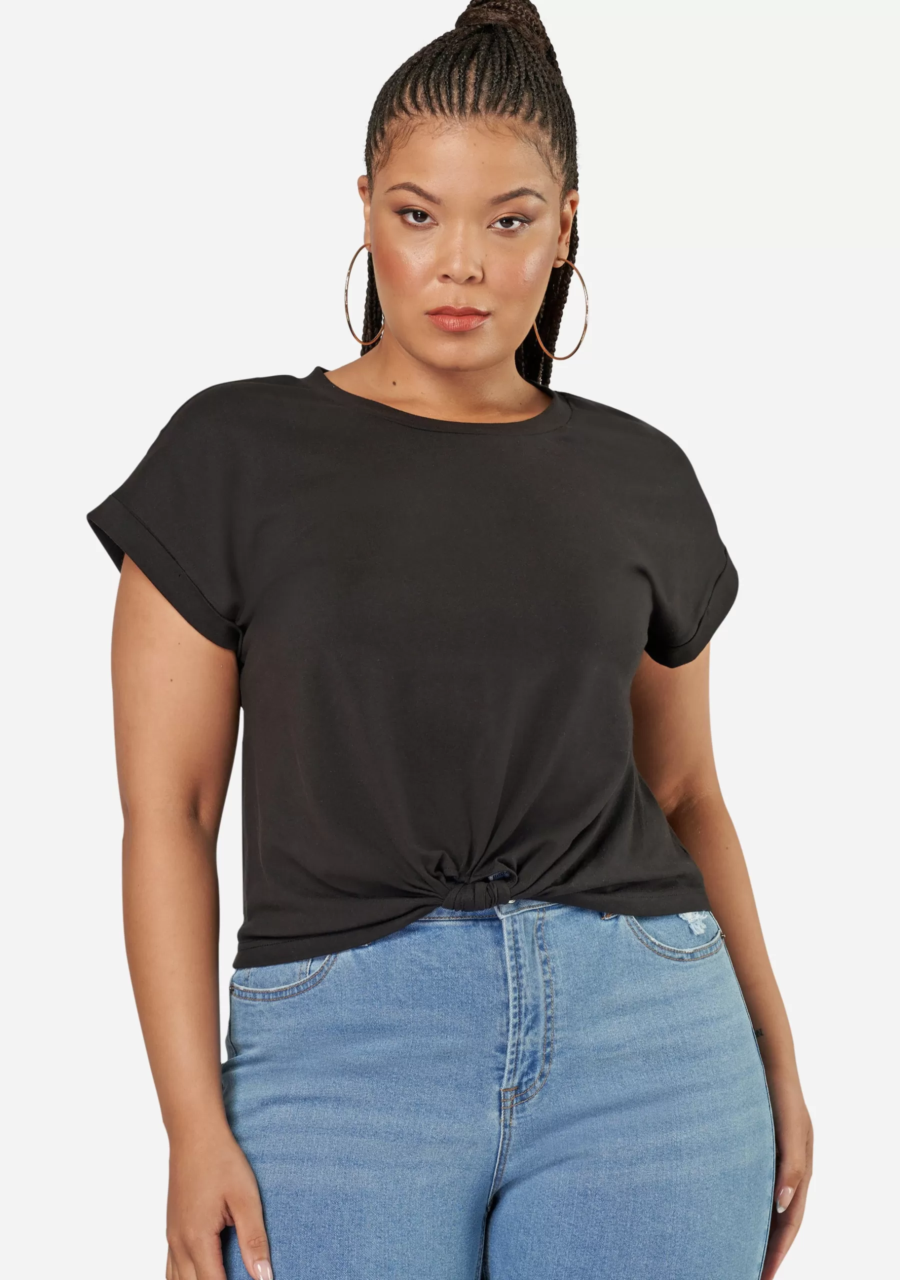 Curve Project T-Shirts>Fearless Crop Twist Tee