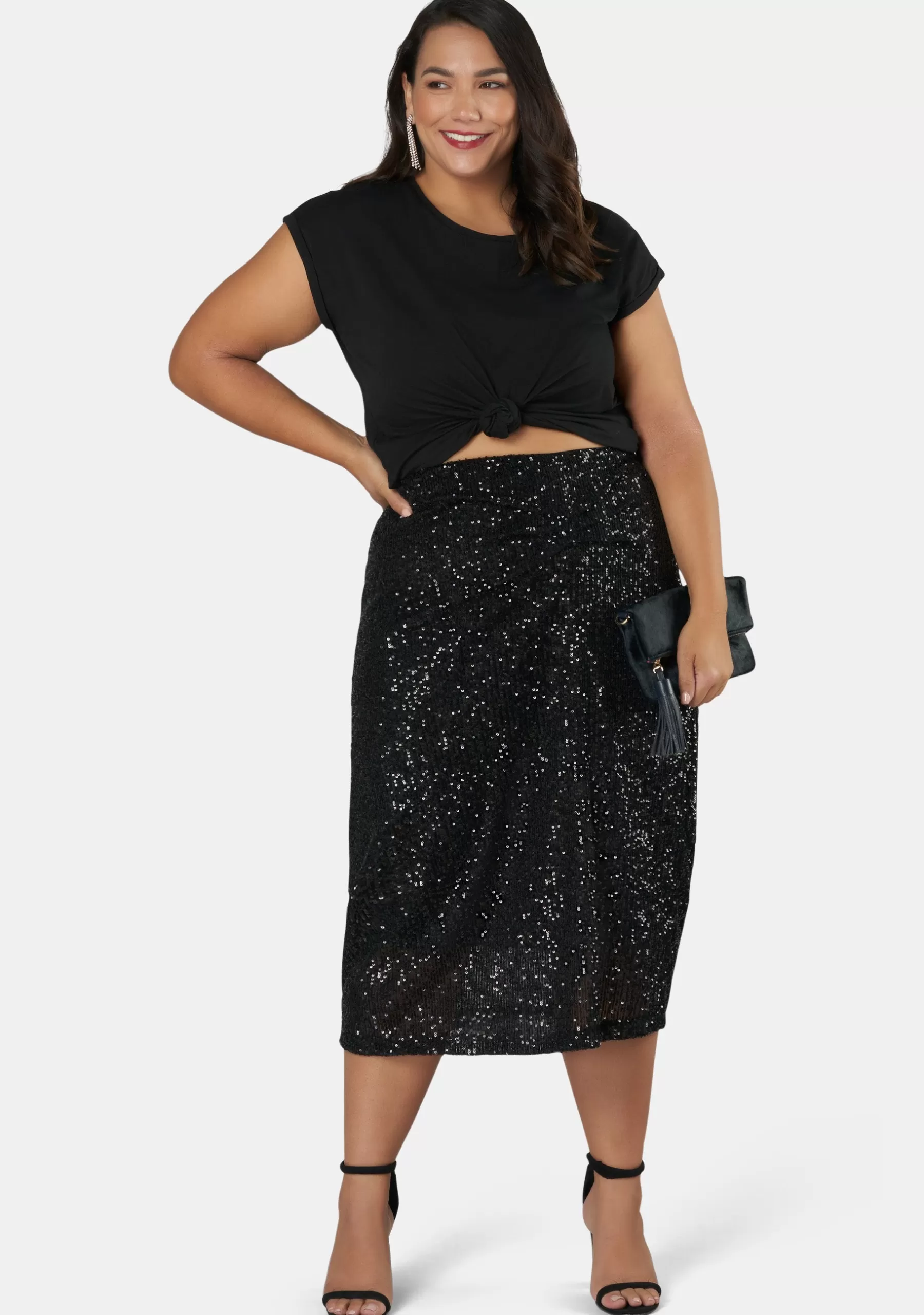 Curve Project Midi Skirts>Fire & Desire Sequin Skirt