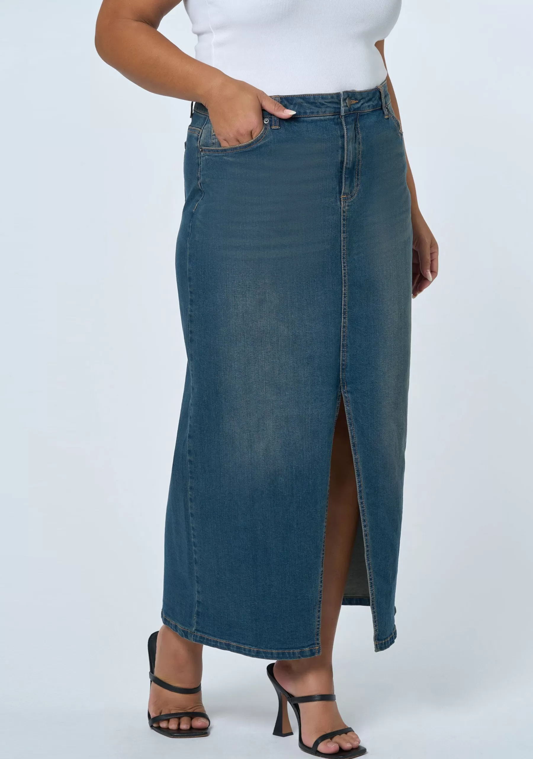 Curve Project Denim | Maxi Skirts>Hype Denim Maxi Skirt