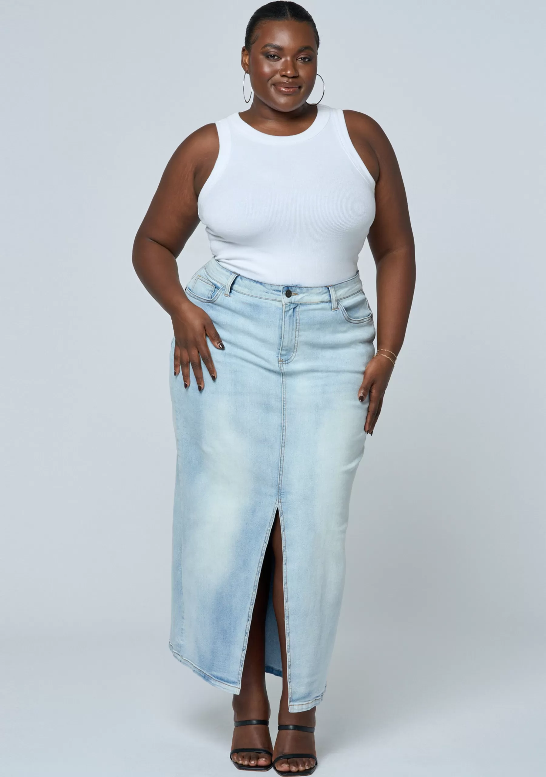 Curve Project Denim | Maxi Skirts>Hype Denim Maxi Skirt