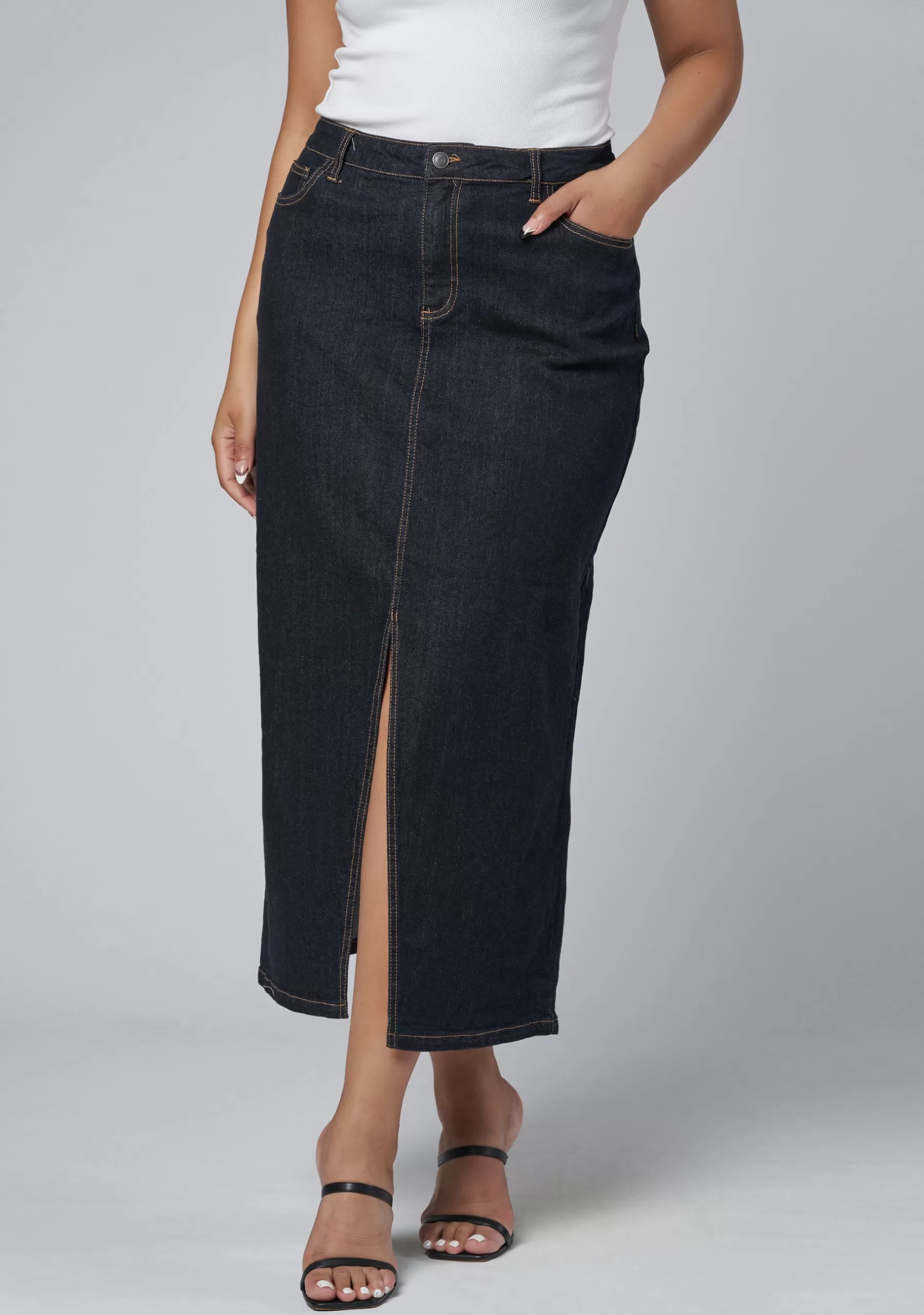 Curve Project Denim | Maxi Skirts>Hype Denim Maxi Skirt