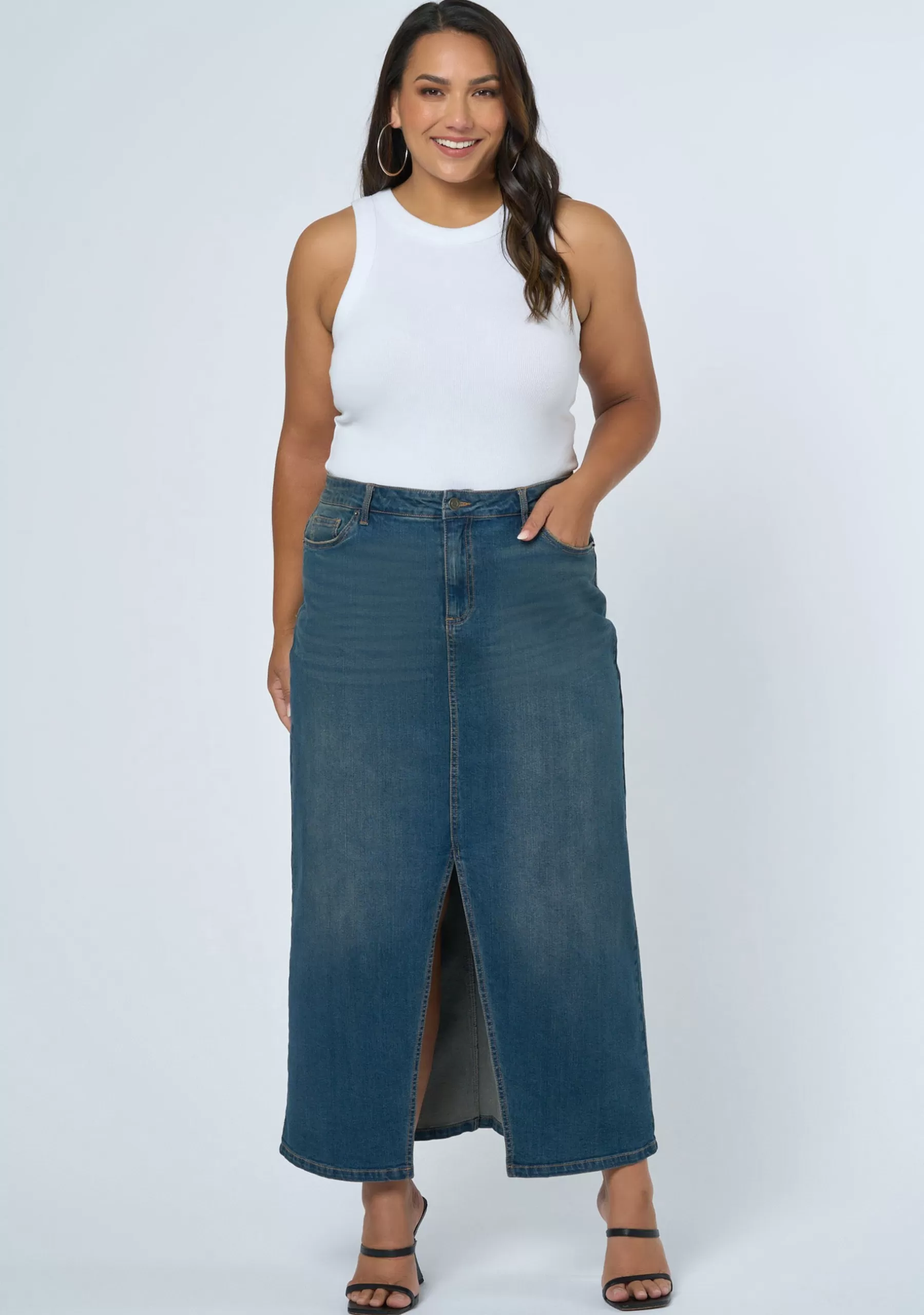 Curve Project Denim | Maxi Skirts>Hype Denim Maxi Skirt