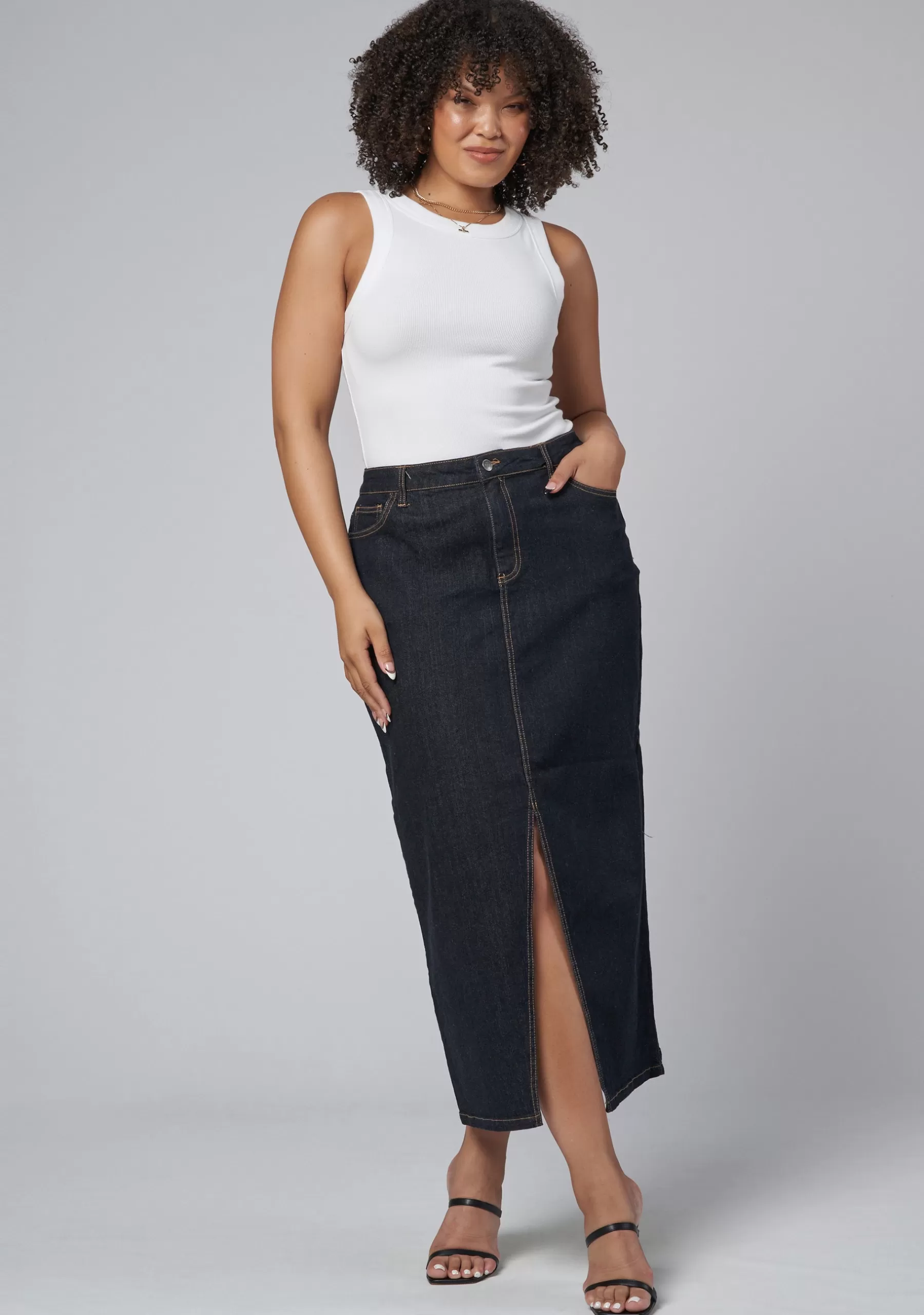 Curve Project Denim | Maxi Skirts>Hype Denim Maxi Skirt