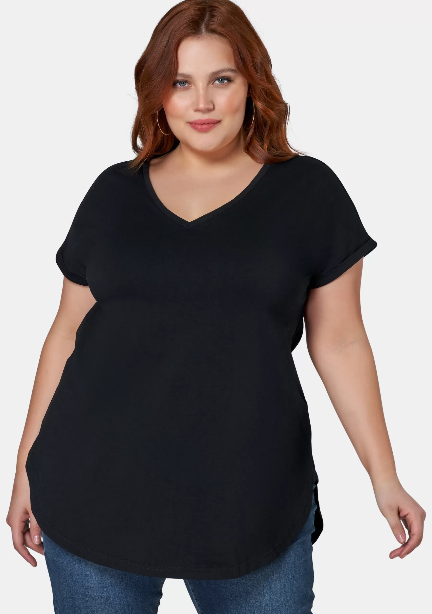 Curve Project T-Shirts>Jacinta Longline V Neck Tee