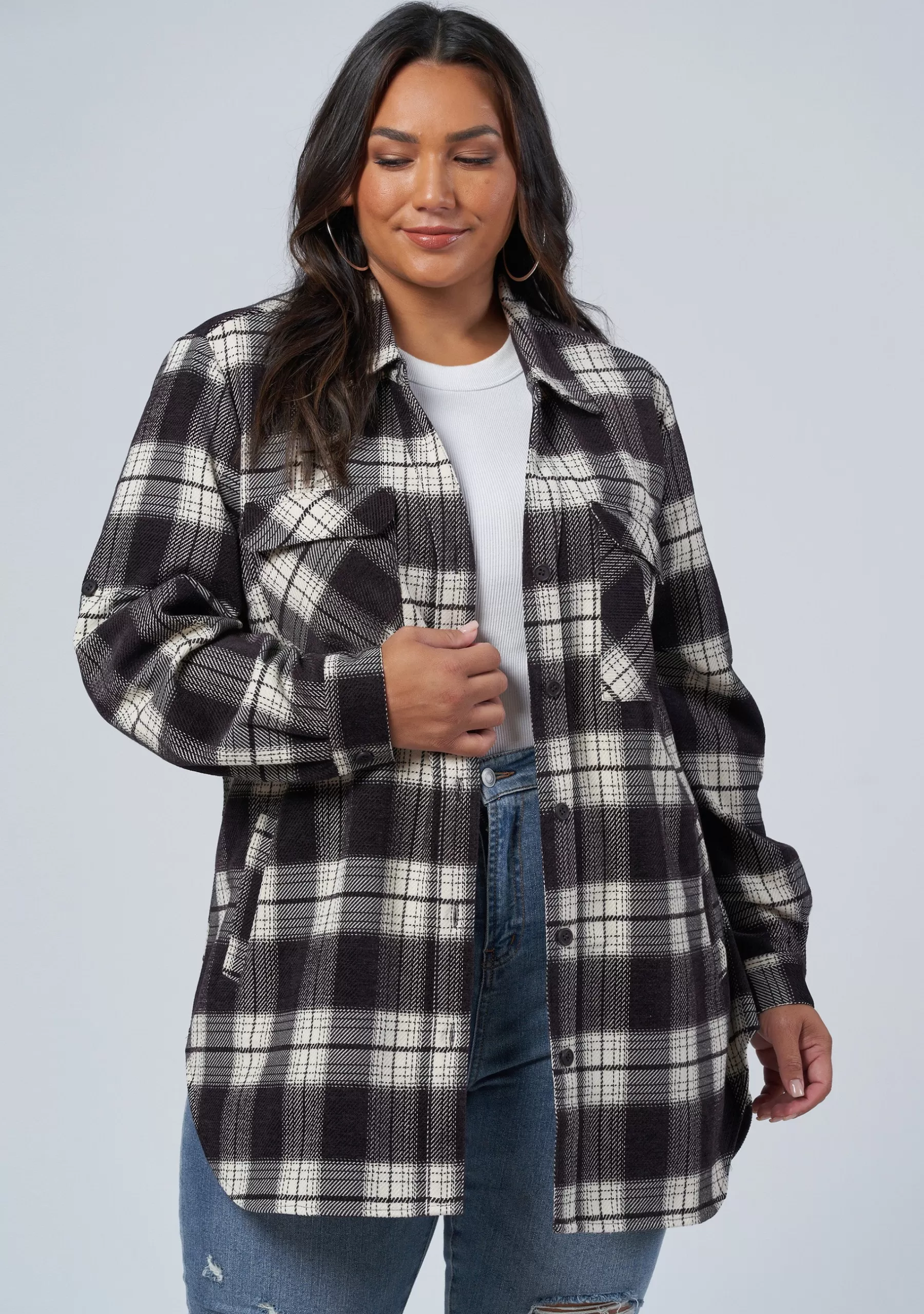 Curve Project Jackets & Coats | Shirts & Blouses>Kari Check Shacket