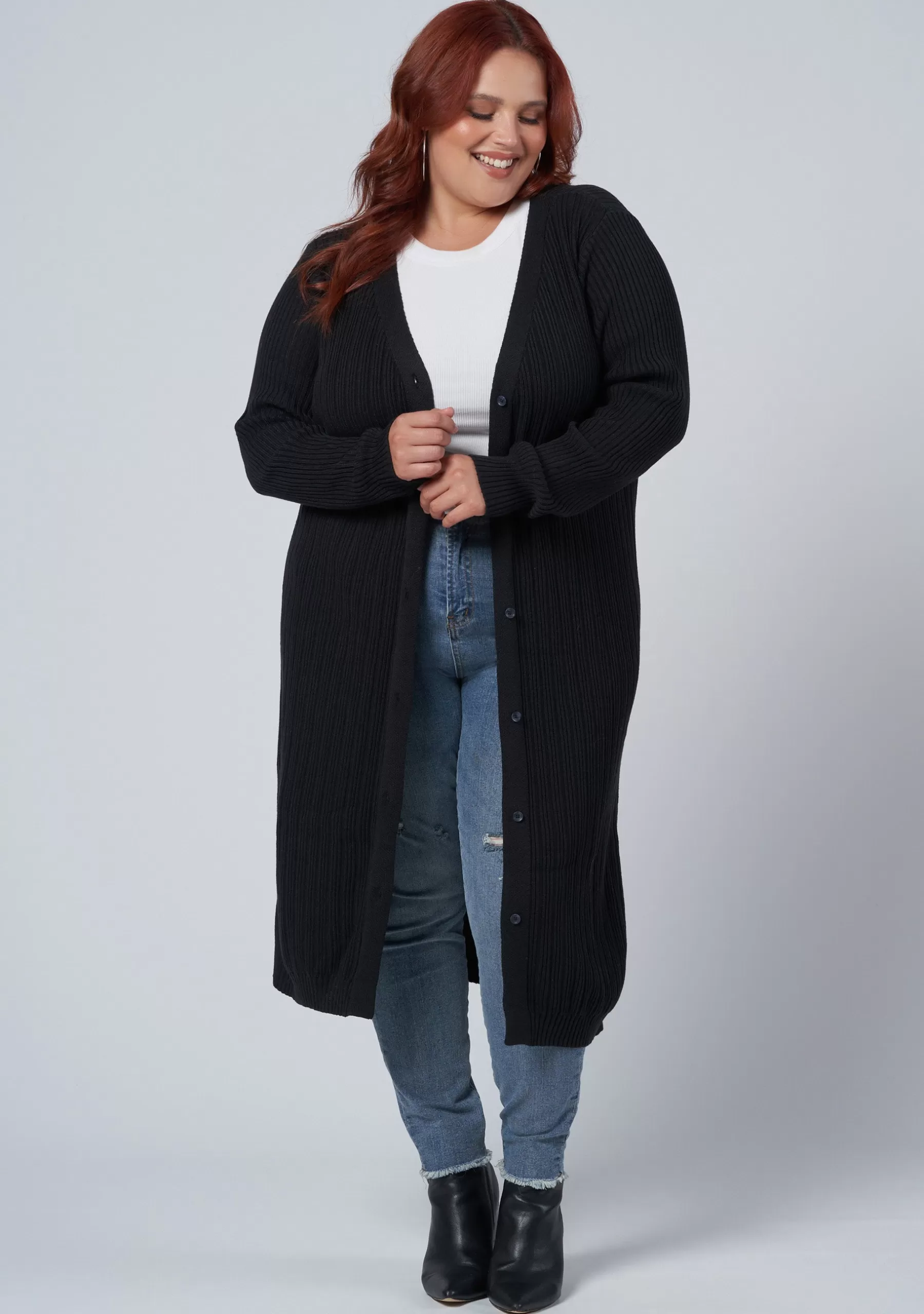 Curve Project Cardigans>Lexi Longline Rib Cardigan