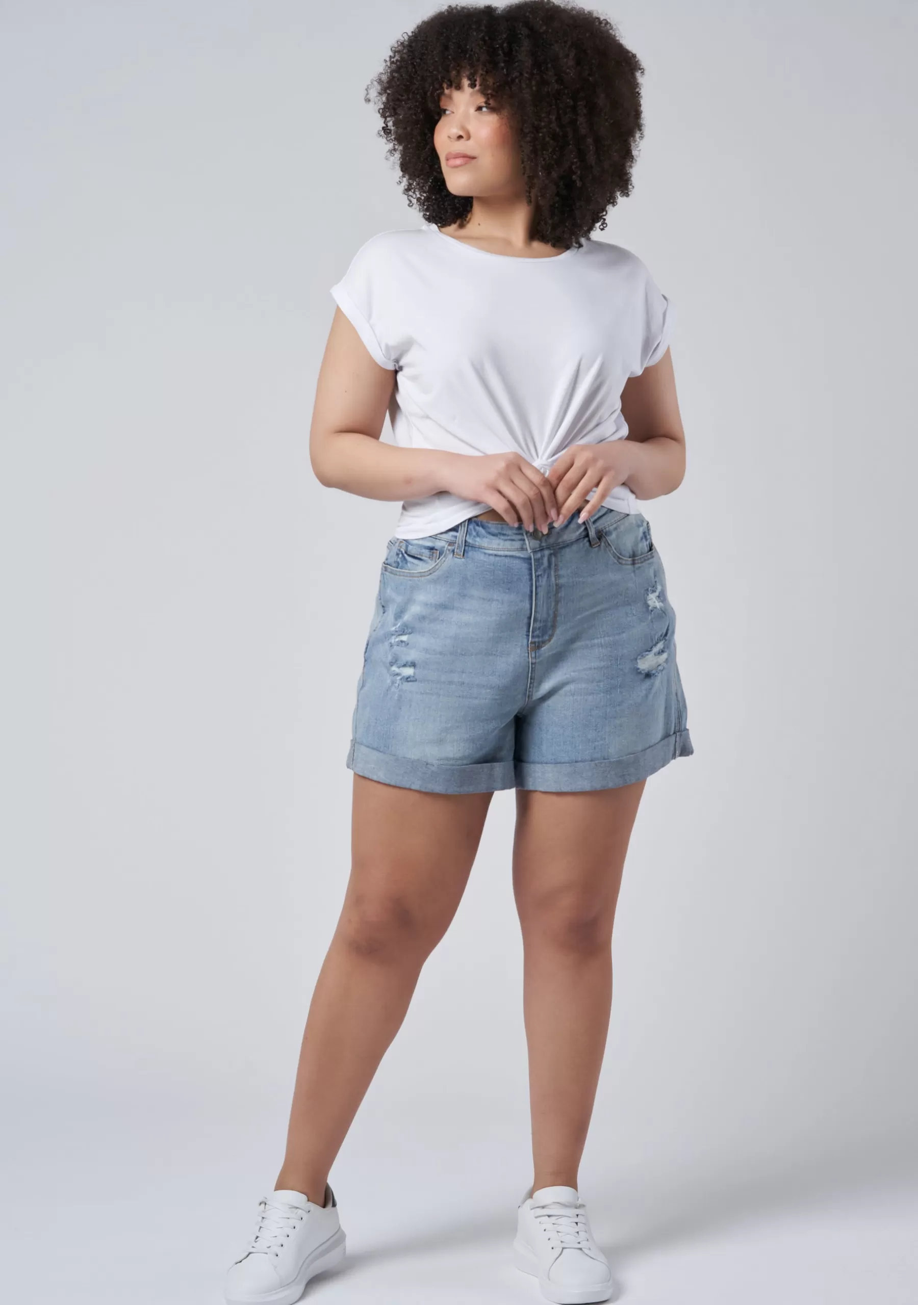 Curve Project Denim | Shorts>Loreli Distressed Denim Shorts