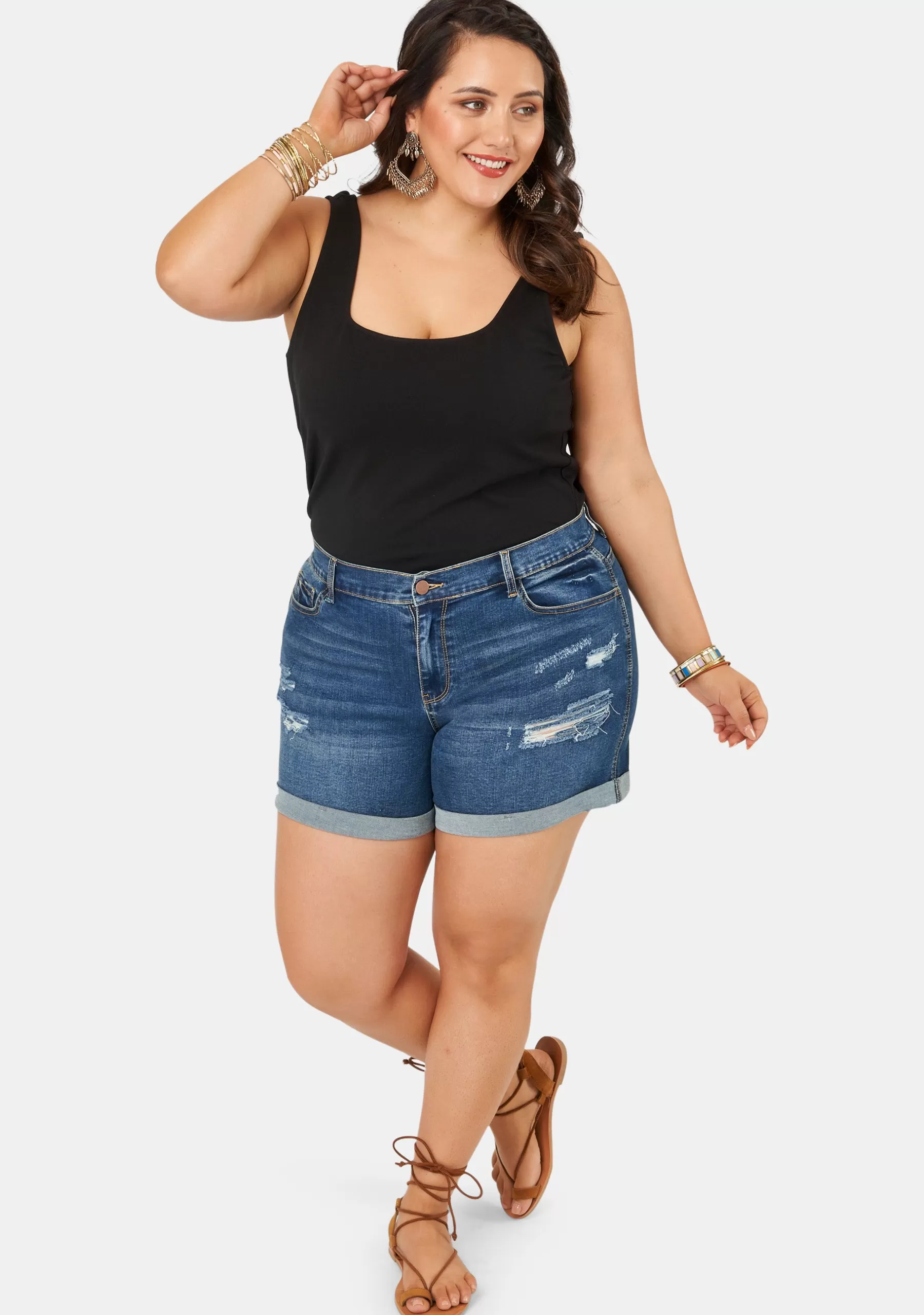 Curve Project Denim | Shorts>Lorili Distressed Denim Short