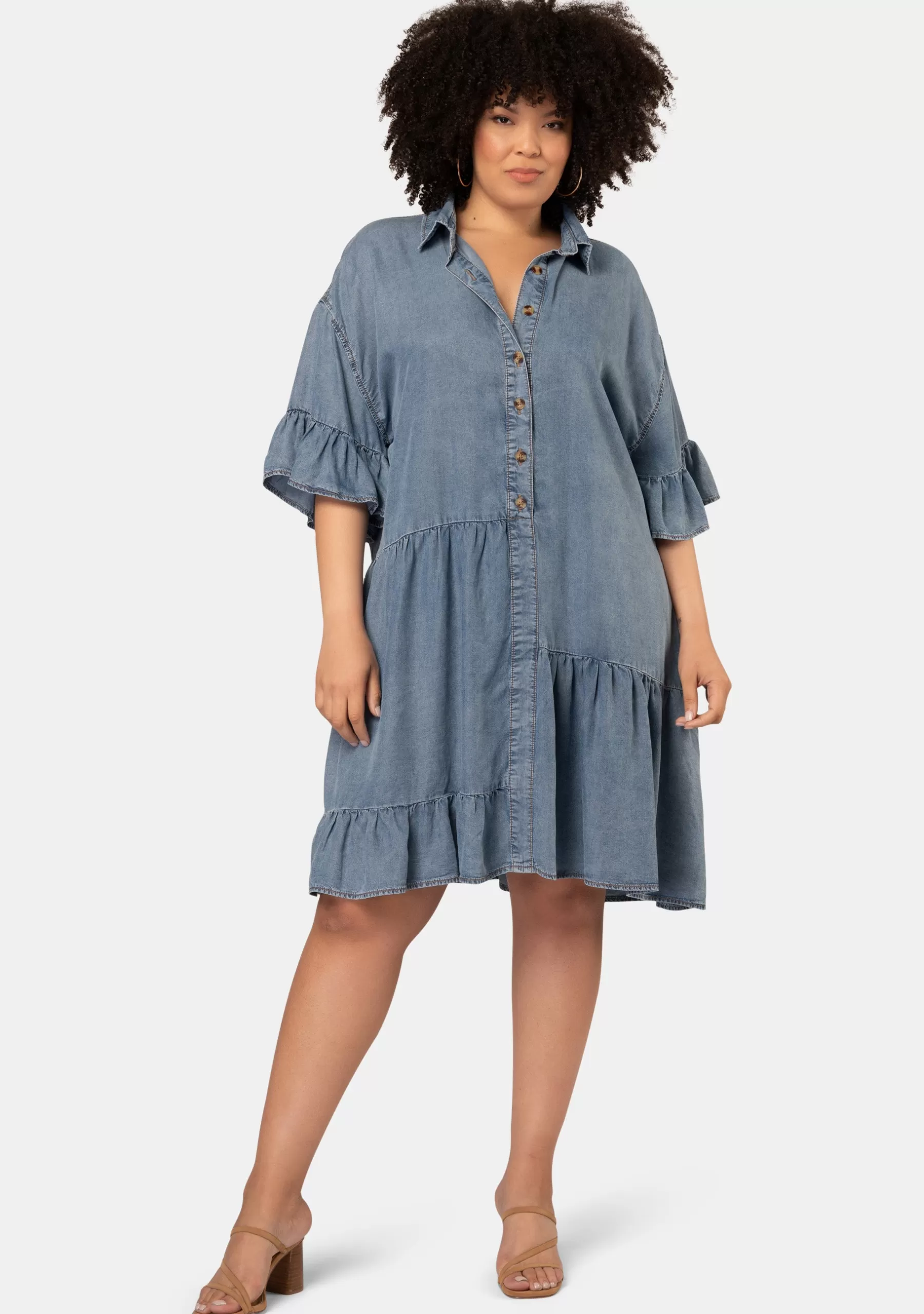 Curve Project Denim | Midi Dresses>Peyton Chambray Mini Dress