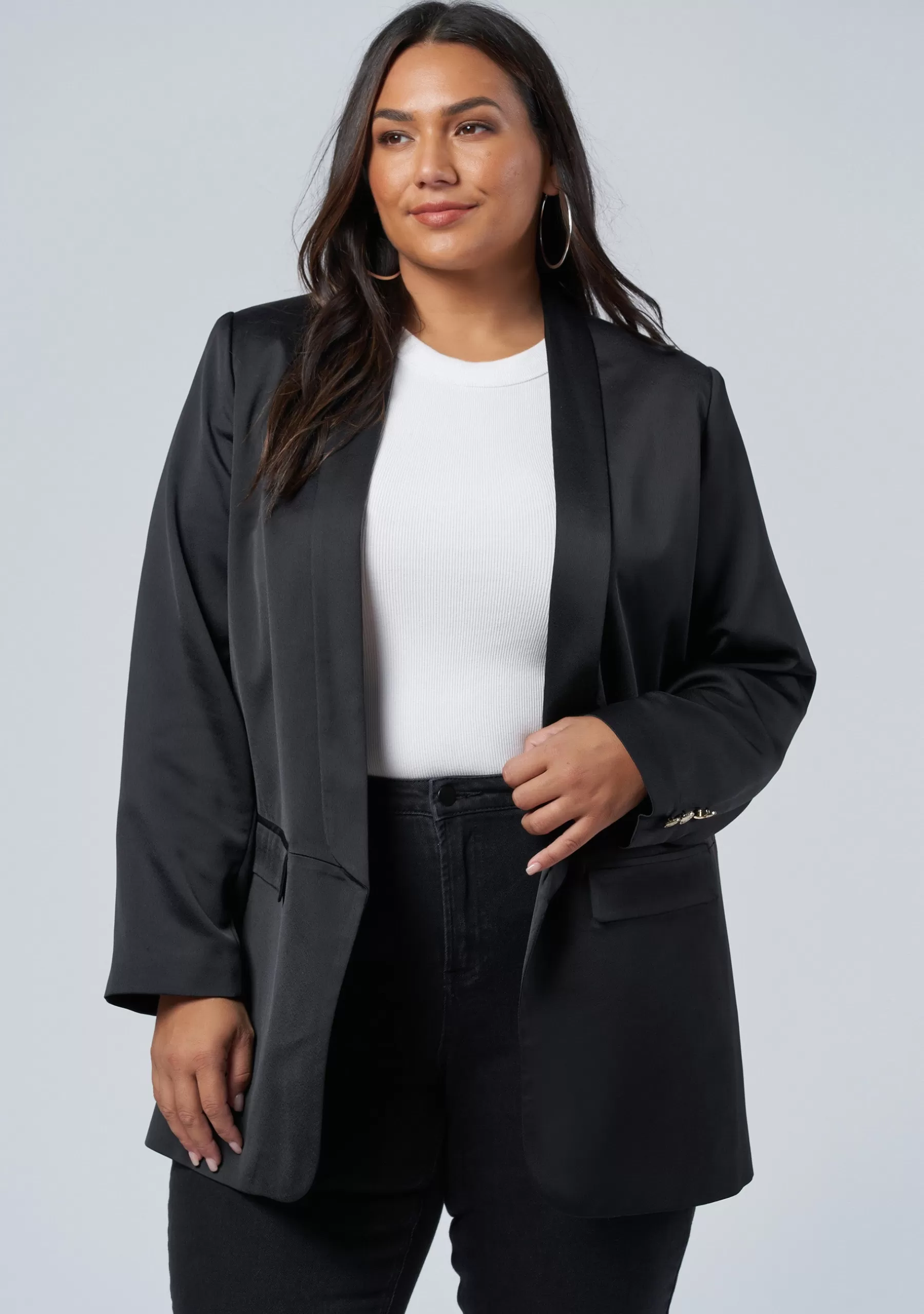 Curve Project Blazers | Jackets & Coats>Revelry Satin Blazer