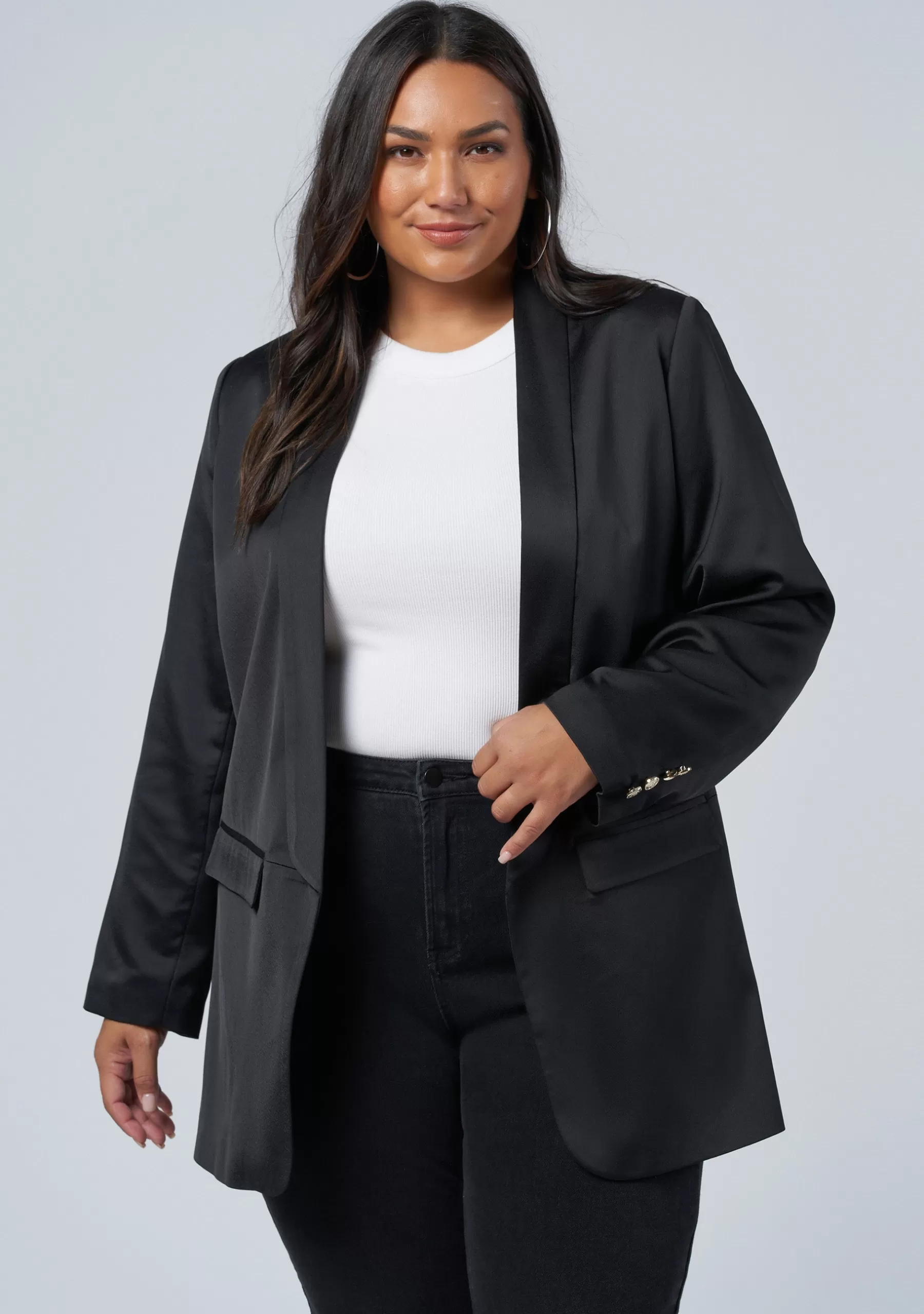 Curve Project Blazers | Jackets & Coats>Revelry Satin Blazer